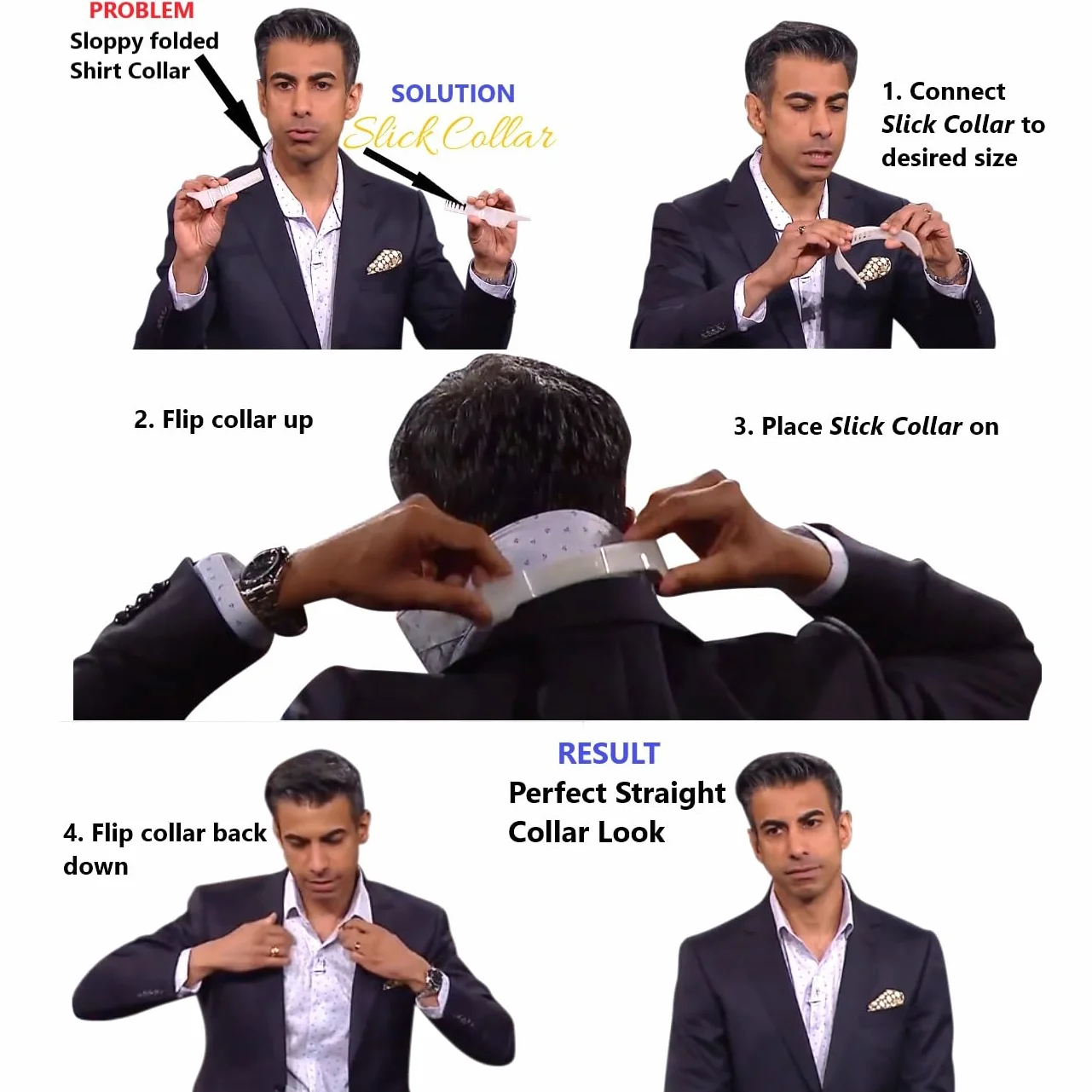Slick Collar Regulowany kołnierz koszuli zestaw bonusowy z kołnierzykiem dla mężczyzn i kobiet koszule białe, małe, rozmiar 3XL, biały, One Size