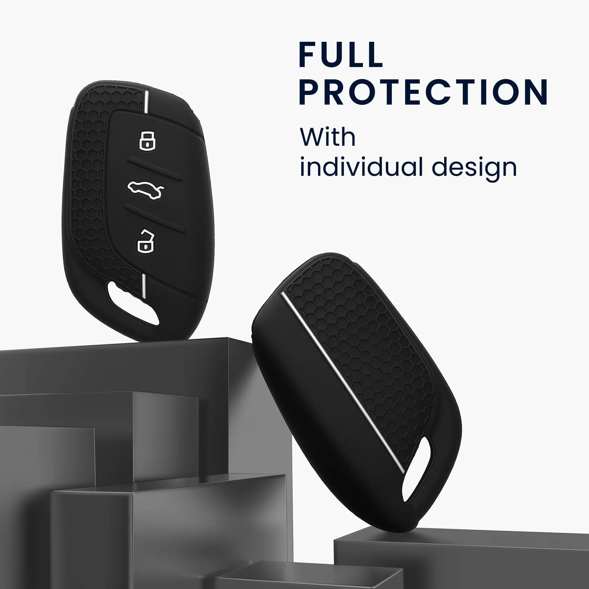 kwmobile Etui ochronne na kluczyki samochodowe, kompatybilne z 3 przyciskami, ZS MG4, MG5, MG6, etui na klucze, wykonane z silikonu, w kolorze czarno-białym