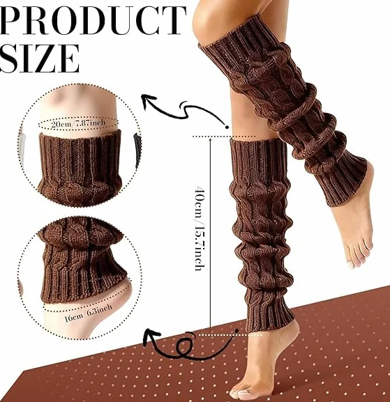 3 pary damskich getrów, skarpety szydełkowe, leg warmers Y2K, overknee ocieplacze na nogi, getry dla panów dziewczynek, skarpety do butów na łydki do baletu jazdy na łyżwach, outfit z lat 80