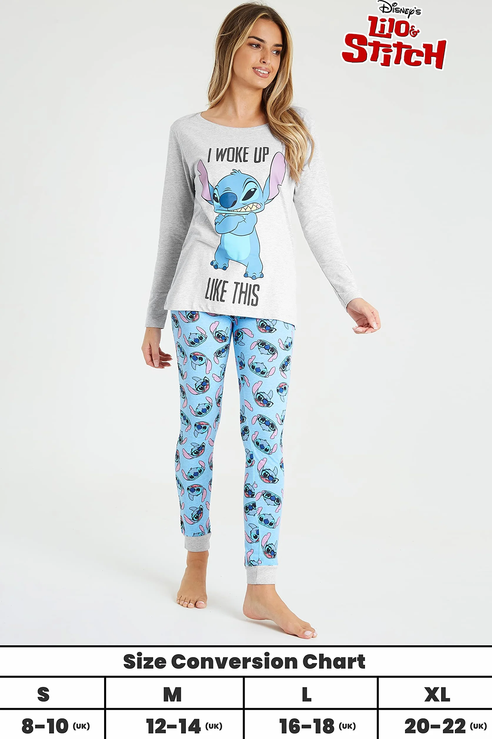 Disney Piżama damska - Piżama Stitch Piżama Damska bawełna S-2XL Stitch Gadżet Prezent