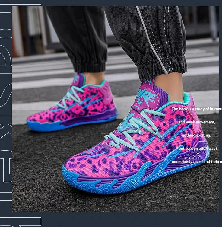Bolognifi Uniseksowe buty do koszykówki z wysoką cholewką, antypoślizgowa gumowa podeszwa, idealne do treningów i gier na świeżym powietrzu(Pink,39 EU)