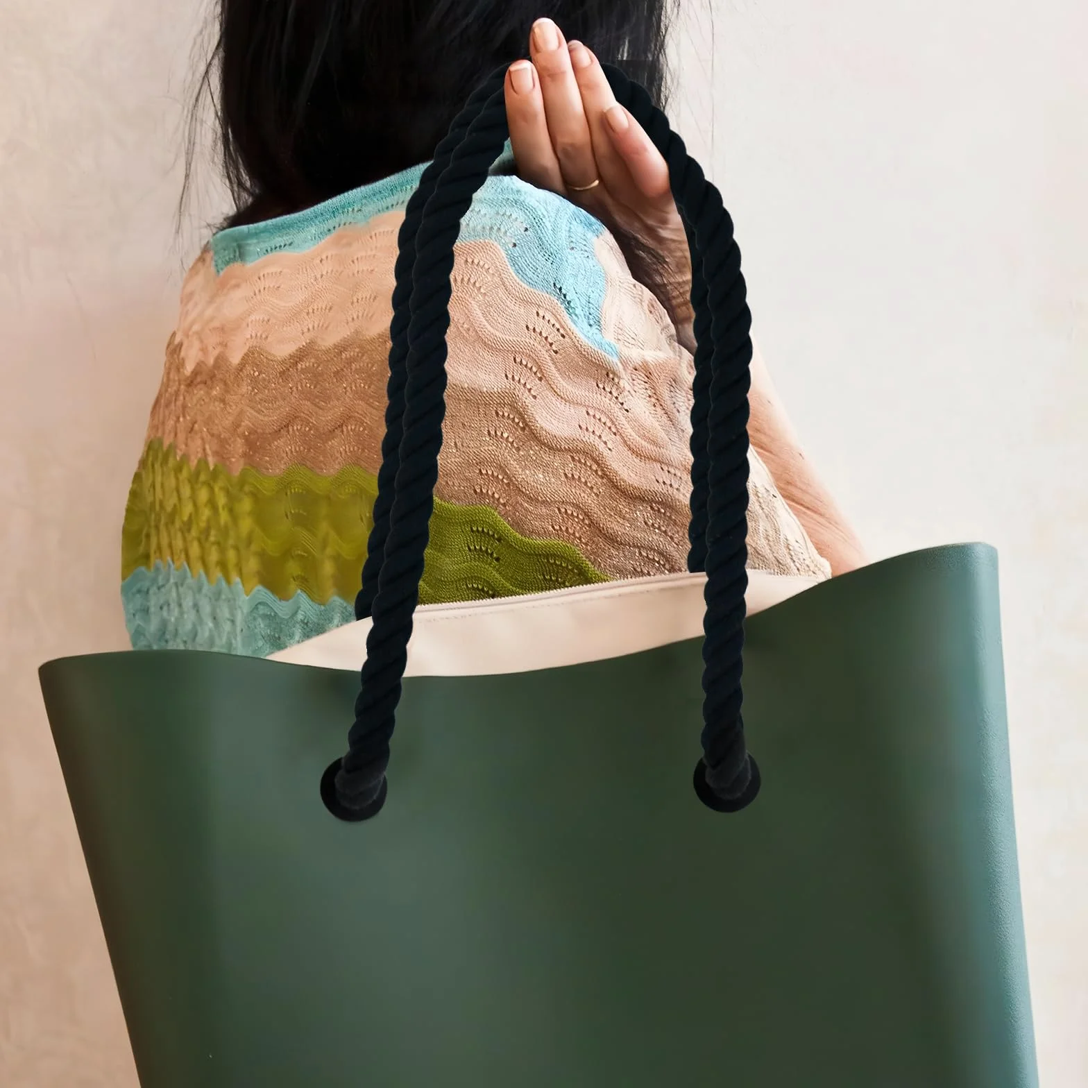 Uchwyty do torebek O Bag, 2 sztuki, uchwyty do torebki plażowej, klasyczne paski do torebki, uchwyty do torebki Obag, akcesoria, 70 cm, czarne