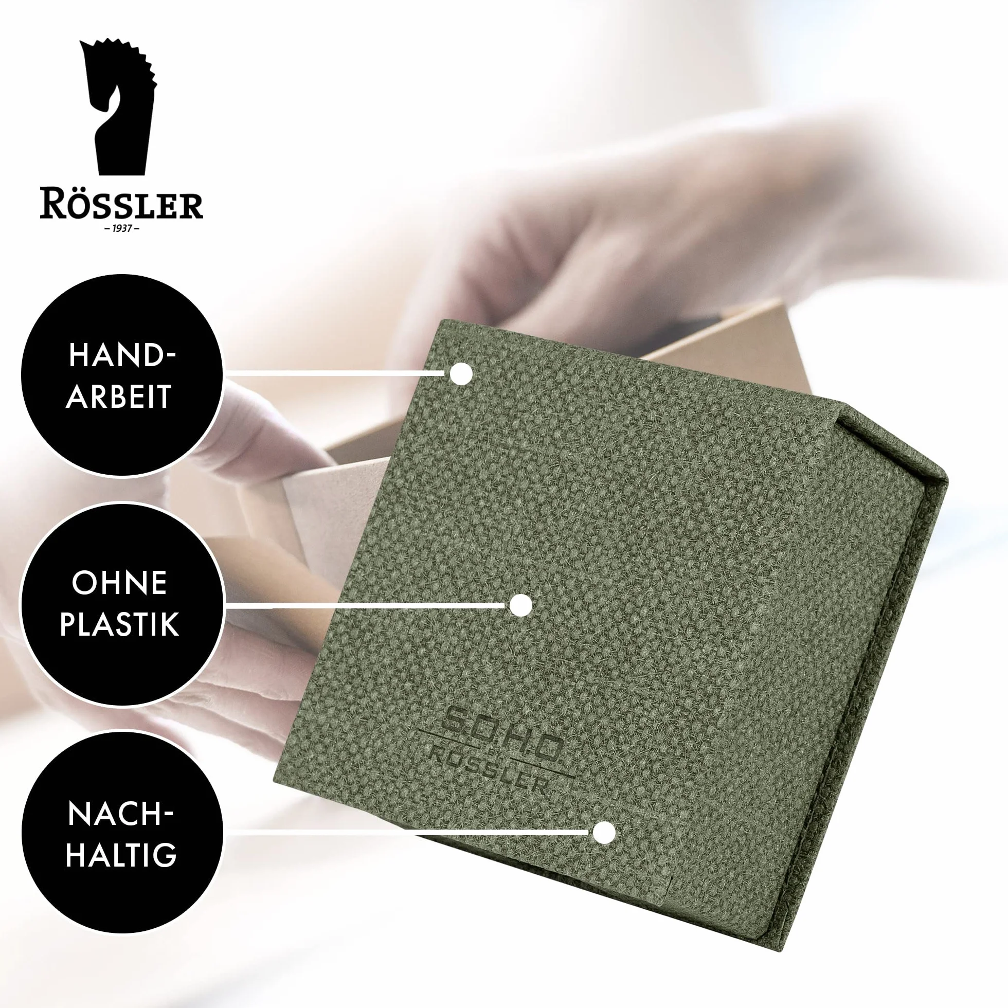 Rössler Papier 1312452670 - S.O.H.O. Slipcase, wymiary: 11 x 11 cm, Special Line Sage, 1 sztuka