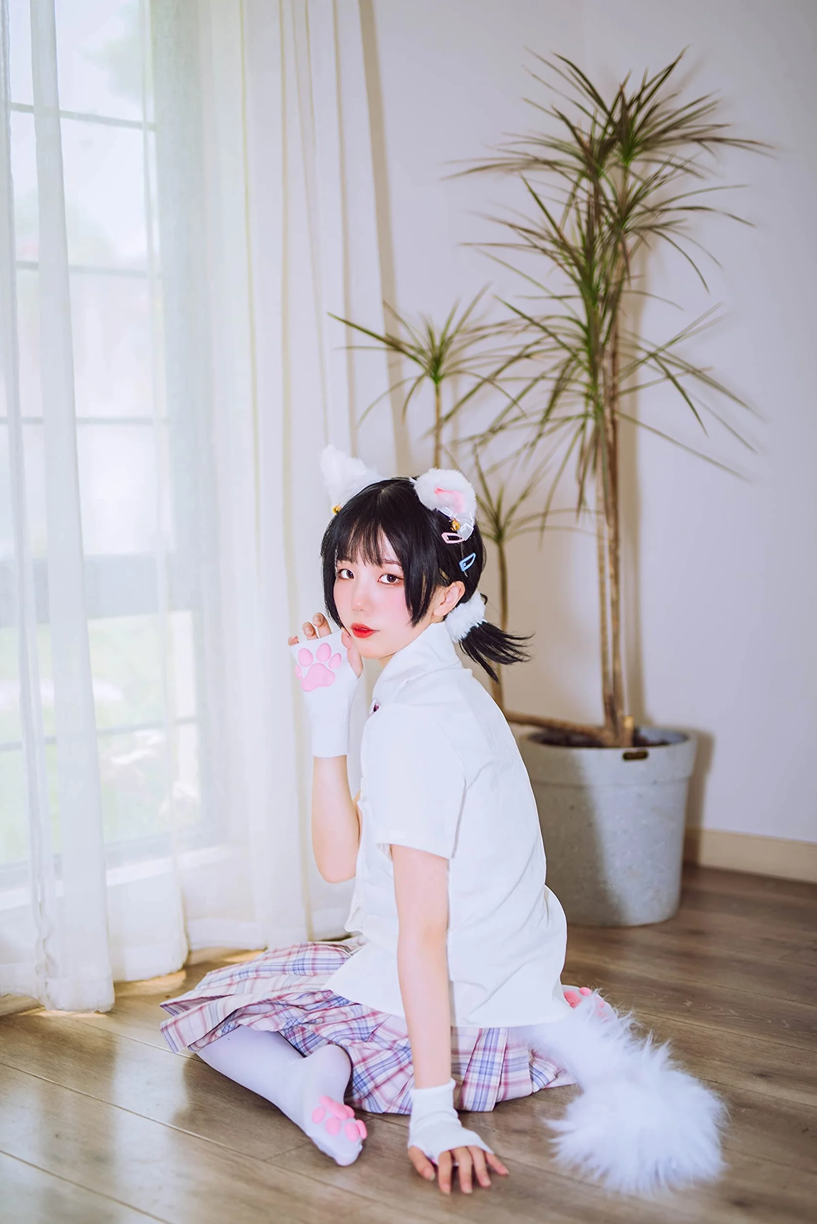 Uroczy kostium kociej łapy, kawaii, kot, cosplay, kawaii, miękkie palce 3D, fasola, bez palców, kot, pazur, łapy, zestaw cosplay dla kobiet