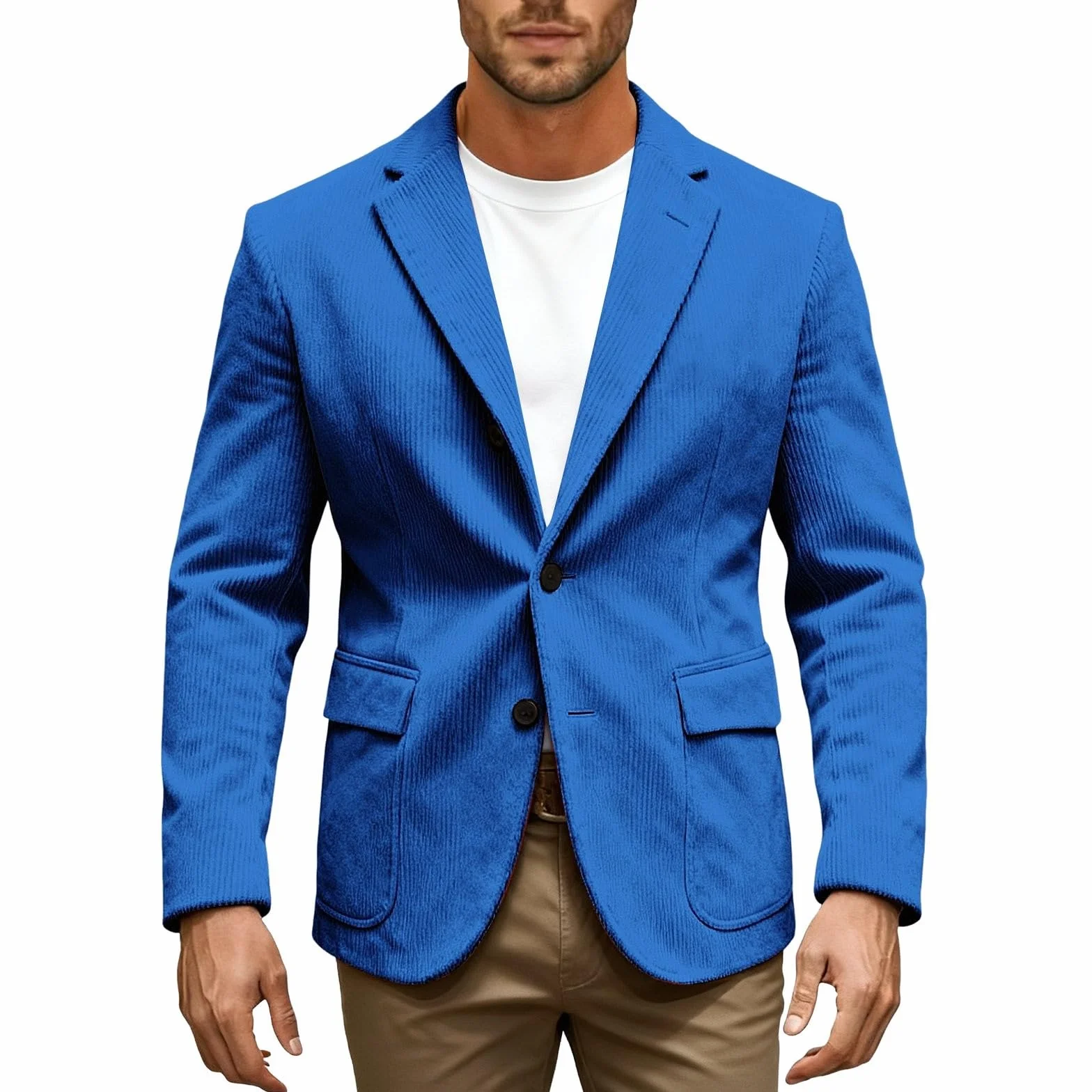 DENGJIAMY męska kurtka sztruksowa marynarka jednokolorowa koszula z długim rękawem na co dzień modny strój jeden guzik biznesowe blezery outdoorowe sportowe płaszcze dla mężczyzn