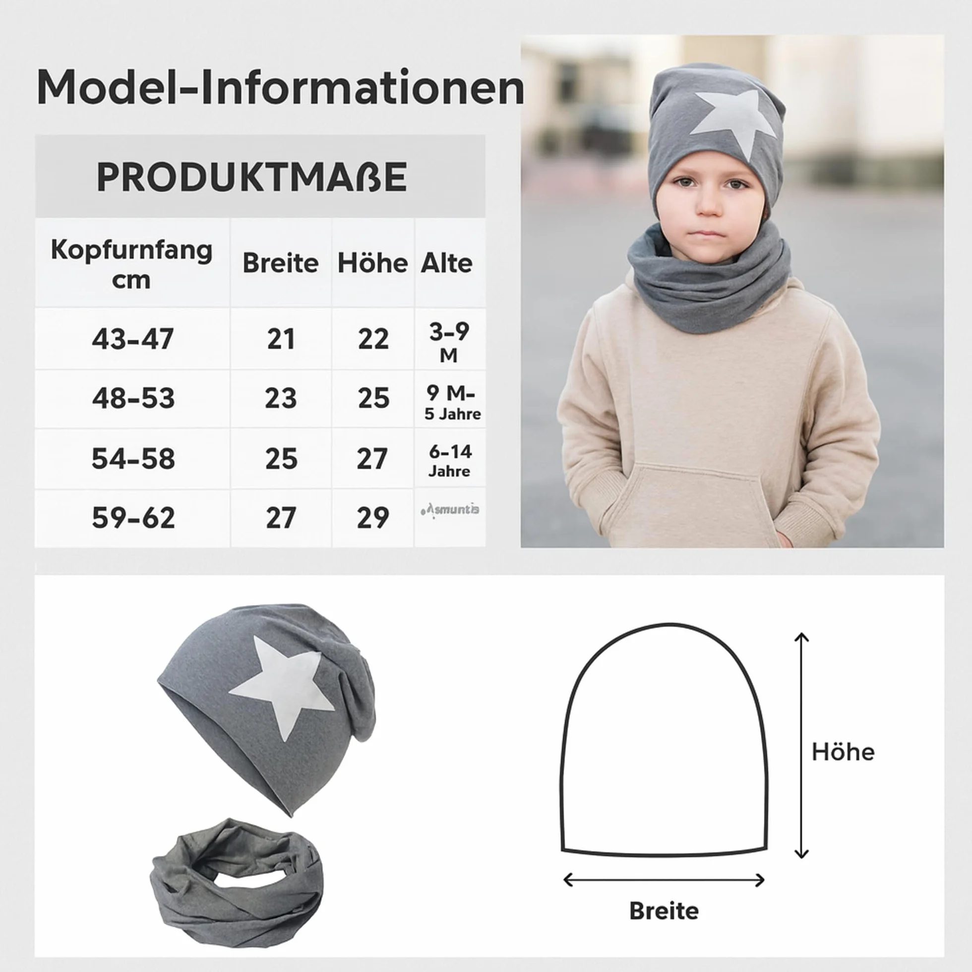Komplet 2 czapek i szalików dla kobiet, dzieci i niemowląt, w wielu kolorach, wykonany z bawełny, unisex slouch