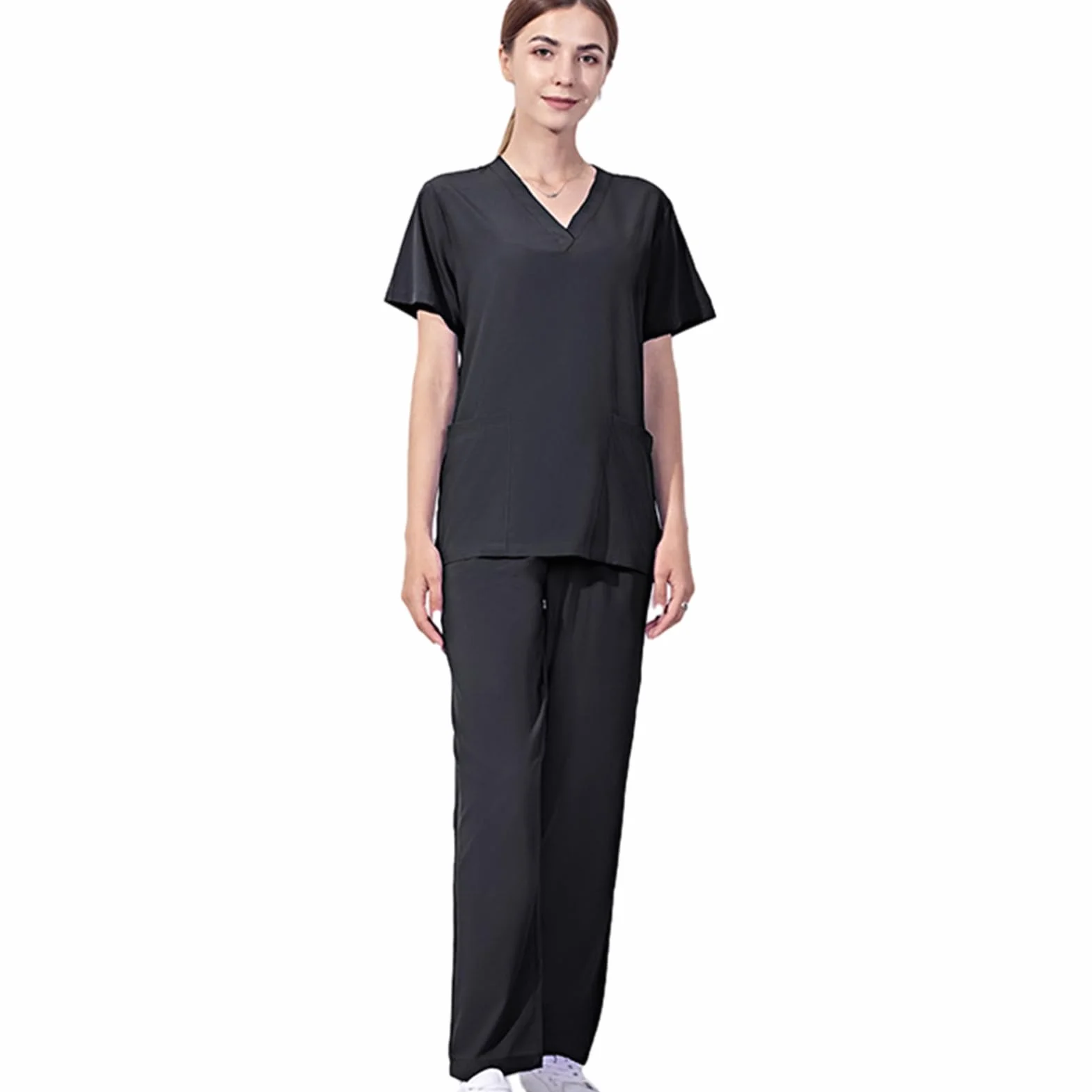 Nurses Scrubs Sets for Women | Soft Stretch V-Neck Top Uniforms with Pocket | Soft Stretch Scrubs Set Nurse Uniform, Doctor Working Clothing for Pet Hospital