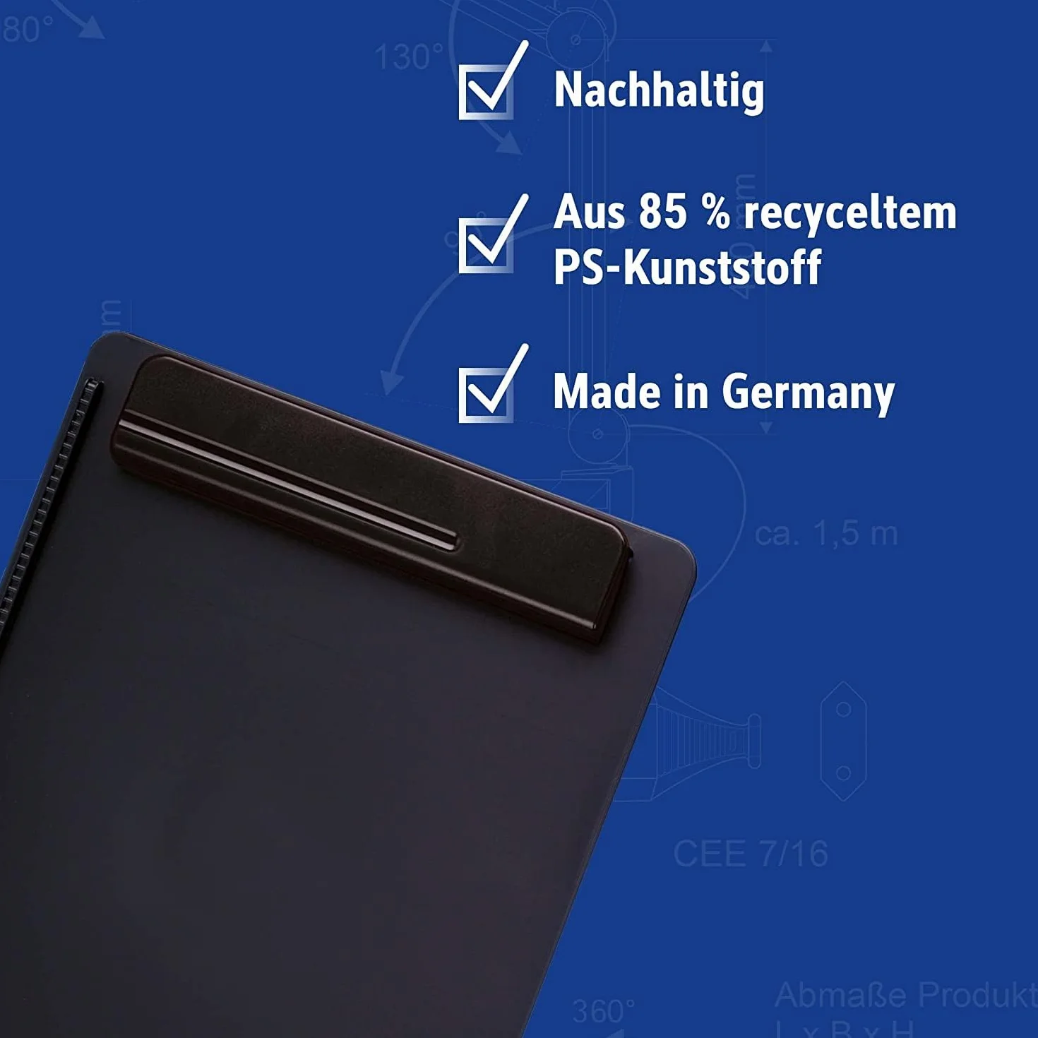 MAUL Podkładka z Klipsem A4 MAULgo z Recyklingu, Ekologiczna Deska do Pisania w Formacie A4, Wysokiej Jakości, Nowoczesna Teczka Konferencyjna z 85% Tworzywa Sztucznego