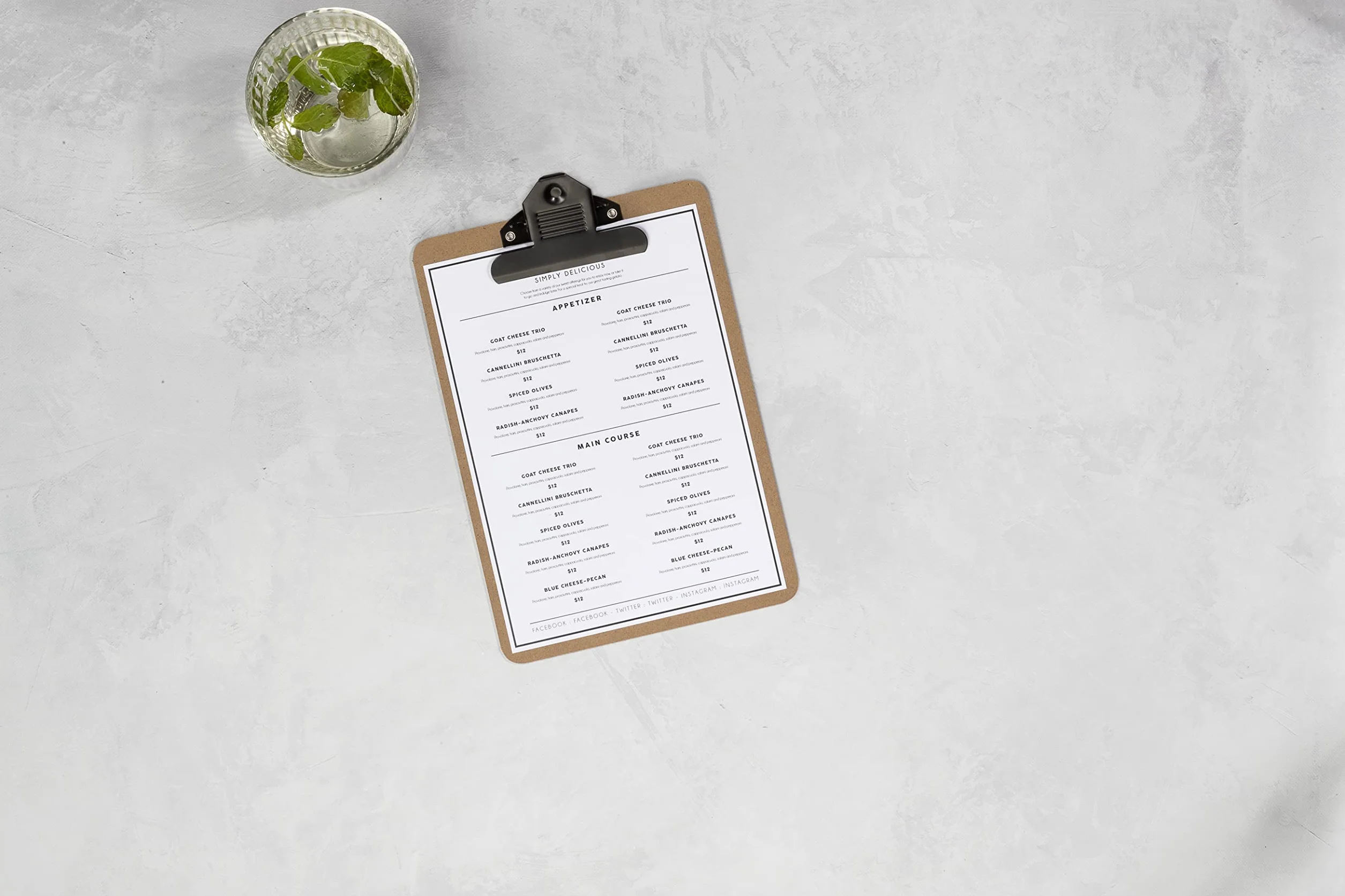 Europel Drewniany schowek, trwała drewniana płyta pilśniowa z czarnym metalowym klipsem i ukrytym otworem do zawieszenia, tektura papierowa A5 do szkoły, klasy, biura, biznesu, restauracji, magazynu,