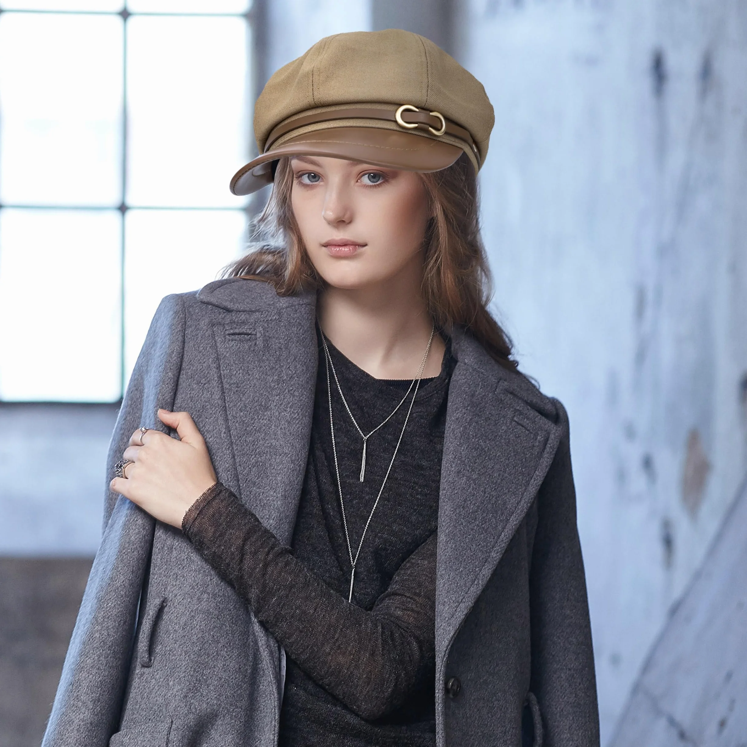 Damski Kapelusz w Kształcie Ośmiokąta Newsboy Beret Czapki Typu Newsboy Modne Urocze Czapki Jesienne i Zimowe