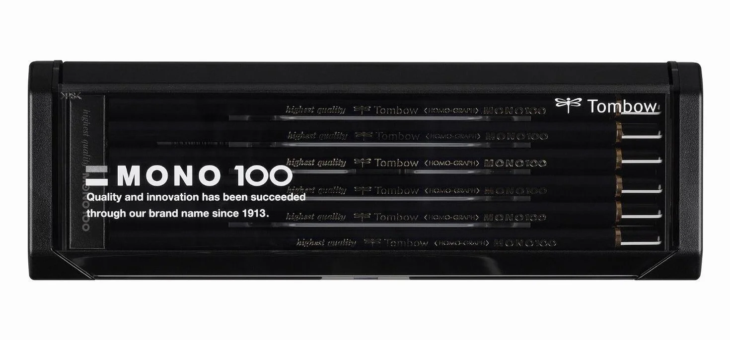 Tombow MONO-100-AS ołówek Mono 100, zestaw 12 sztuk, czarny
