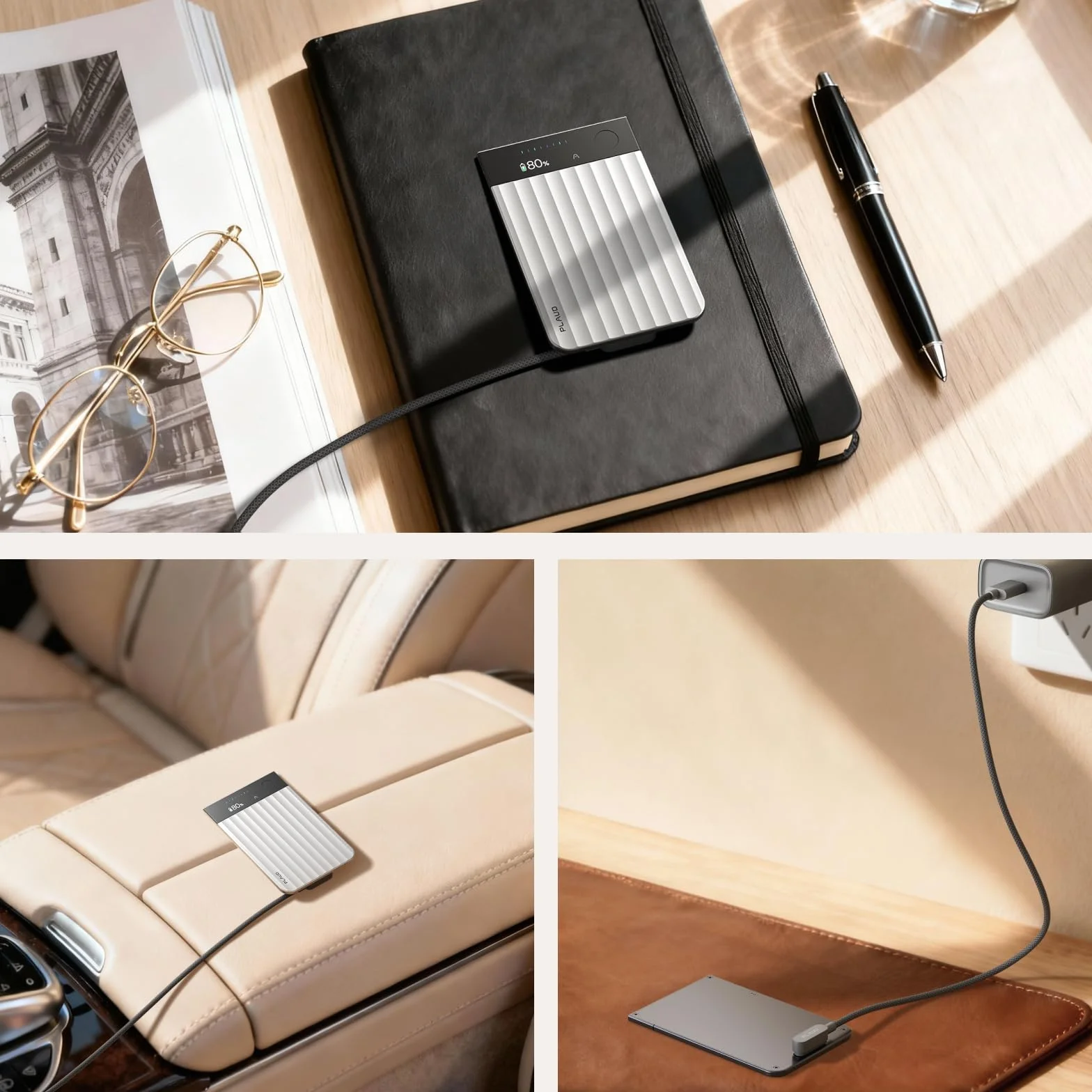Zestaw akcesoriów do Plaud Note i Plaud Note Pro – rejestratorów głosu z AI, zawierający magnetyczny kabel do ładowania USB-C o długości 60 cm oraz magnetyczny pierścień