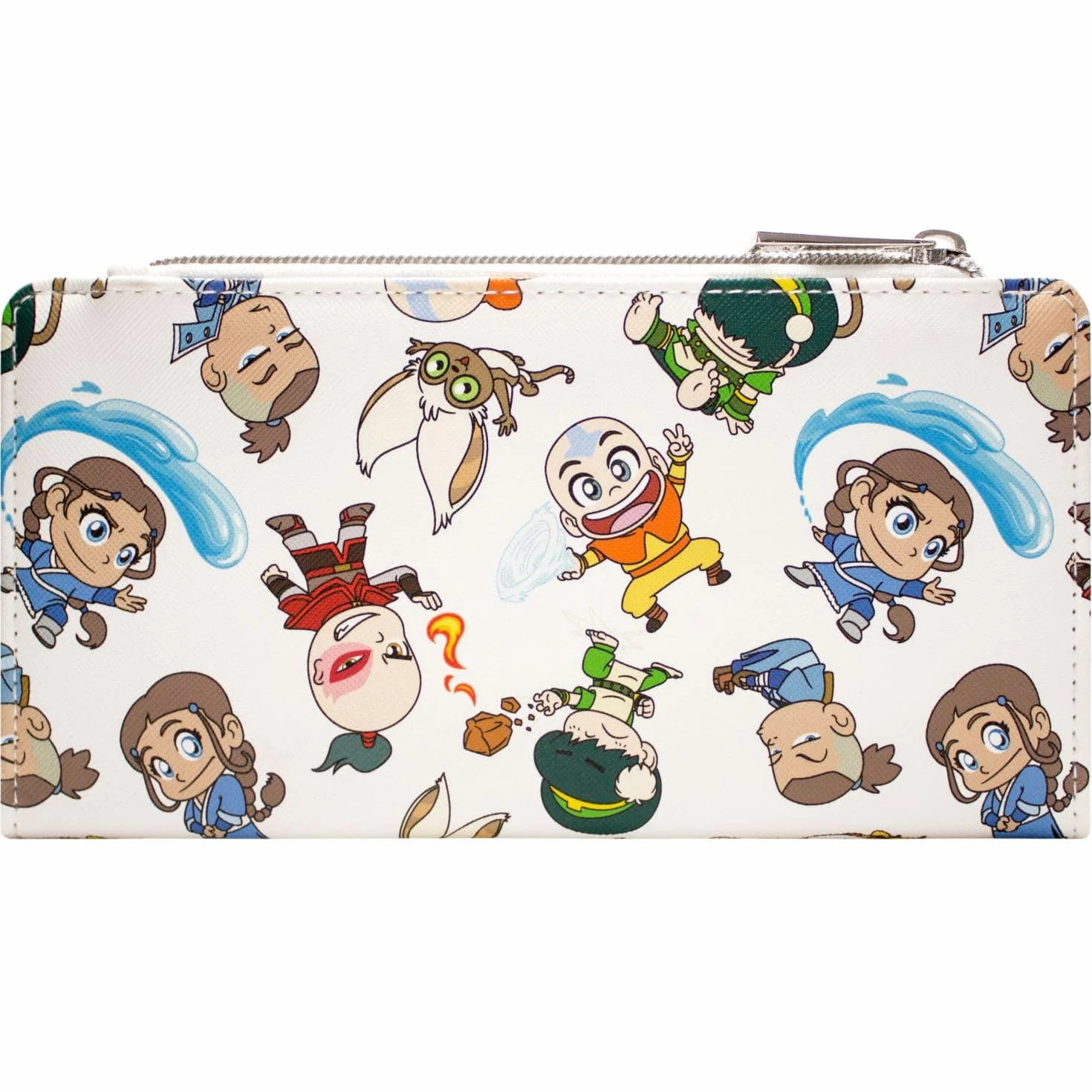 The Last Avatar Airbender Toph Zuko Sokka Chibi Torebka/Portfel/Sakiewka Dwukrotnie Złożona z Kieszonką na Monety & Miejsce na Karty, Biały