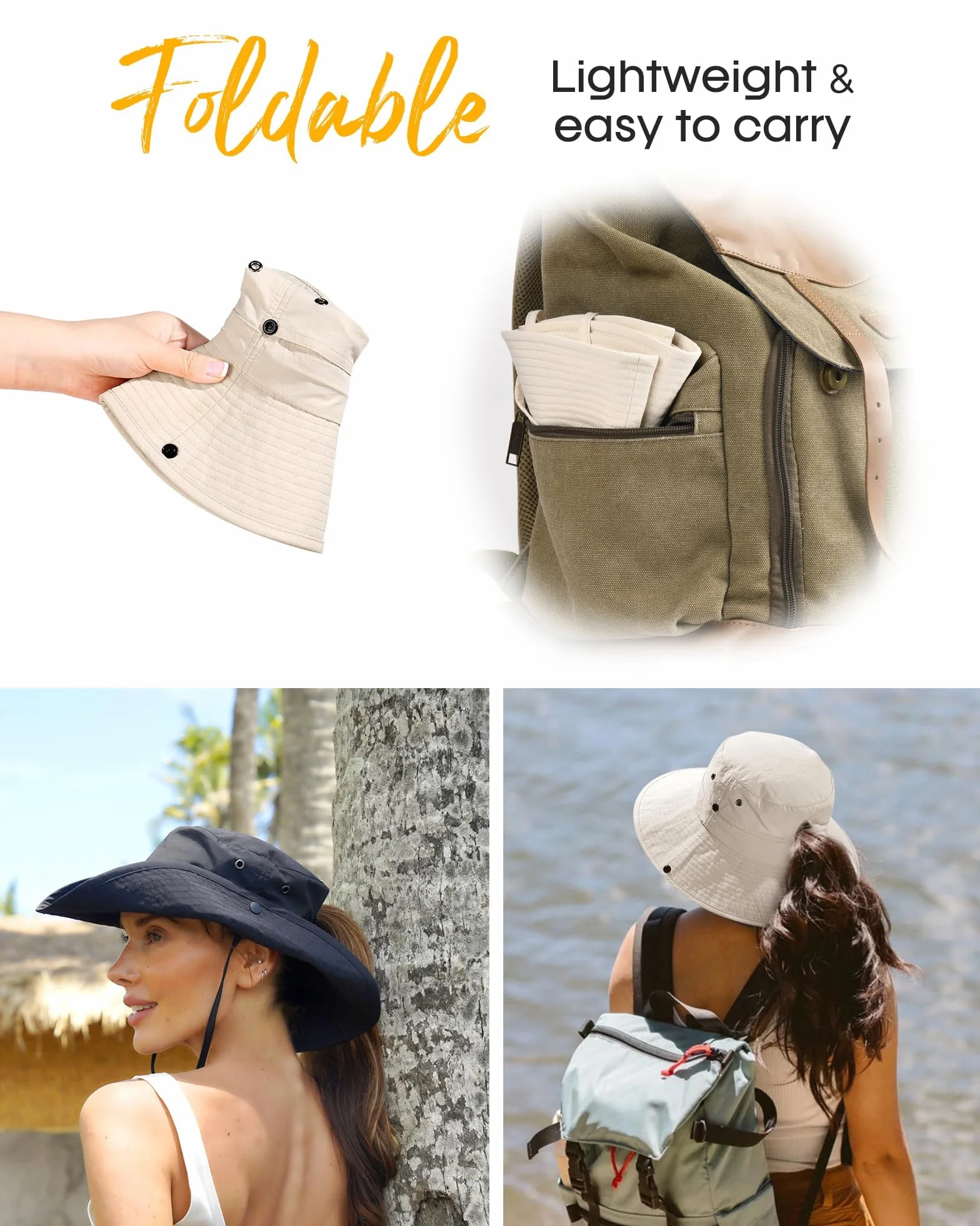 FURTALK Unisex ochrona przed promieniowaniem UV kapelusz przeciwsłoneczny dla kobiet mężczyzn letni kapelusz składany kapelusz turystyczny przenośny outdoorowy kapelusz wędkarski z szerokim rondem