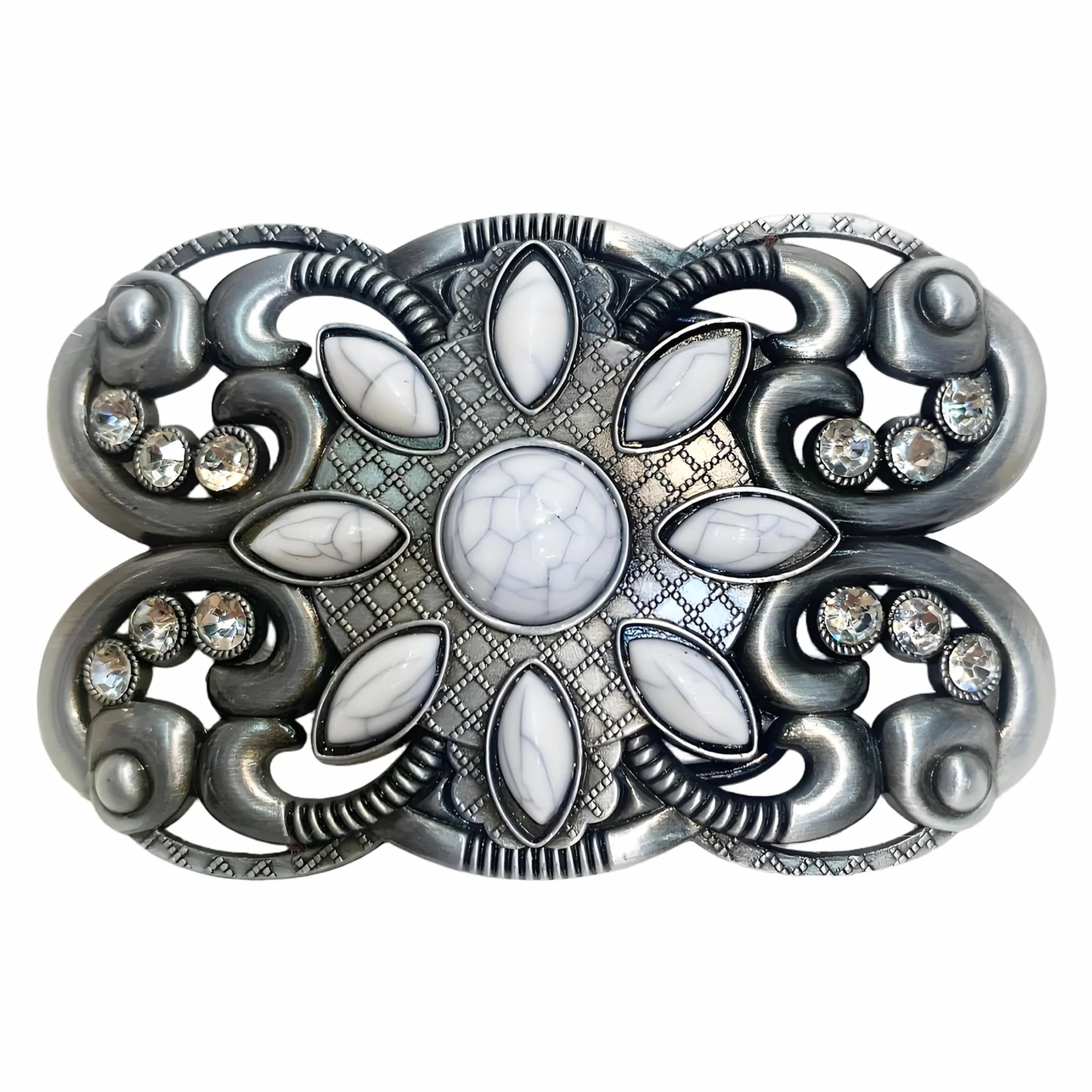CHENNAN Vintage turkusowa kamienna klamra do paska 38 mm boho zachodnia klamra z turkusowym kamieniem owalna klamra z turkusowym kwiatem do garnituru kowbojskiego dla mężczyzn i kobiet