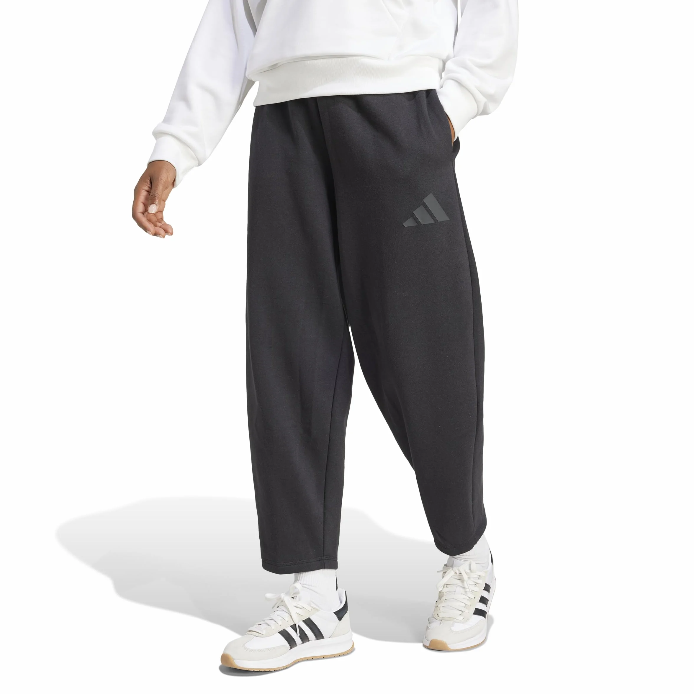 adidas Essentials Contemporary Logo Fleece Barrel Pants - Spodnie Kobiety