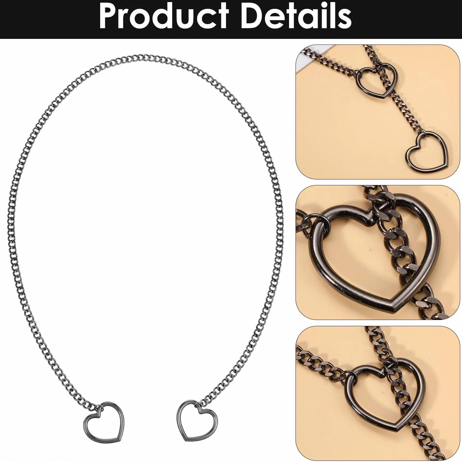 JJUNW 1 x łańcuszek z sercem typu choker, łańcuszek na szyję z okrągłym pierścieniem w kształcie serca, regulowany łańcuszek damski, punk, obroża w kształcie serca, regulowany naszyjnik w kształcie