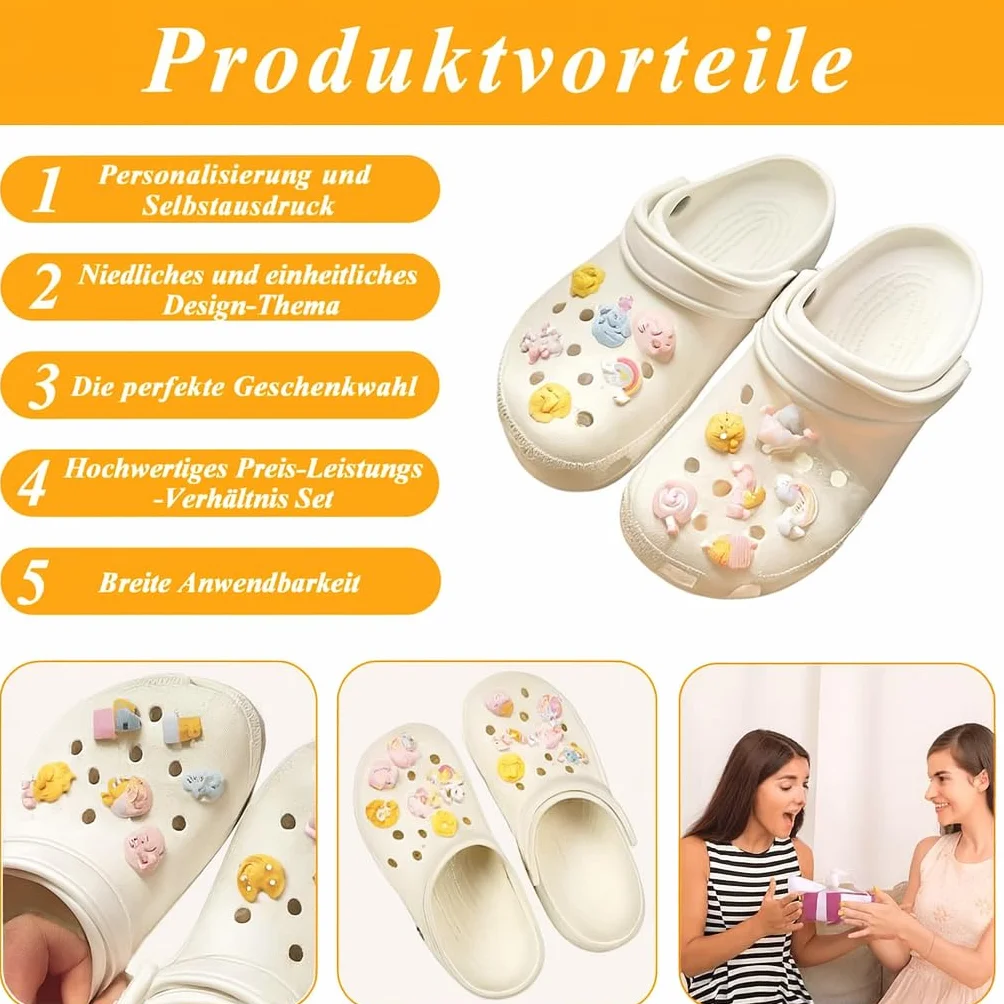 Zawieszki do butów Zestaw 12 gwiazdek i księżycowych przypinek PVC do kłów/logów personalizacja prezent dla dziewcząt/kobiet/dzieci