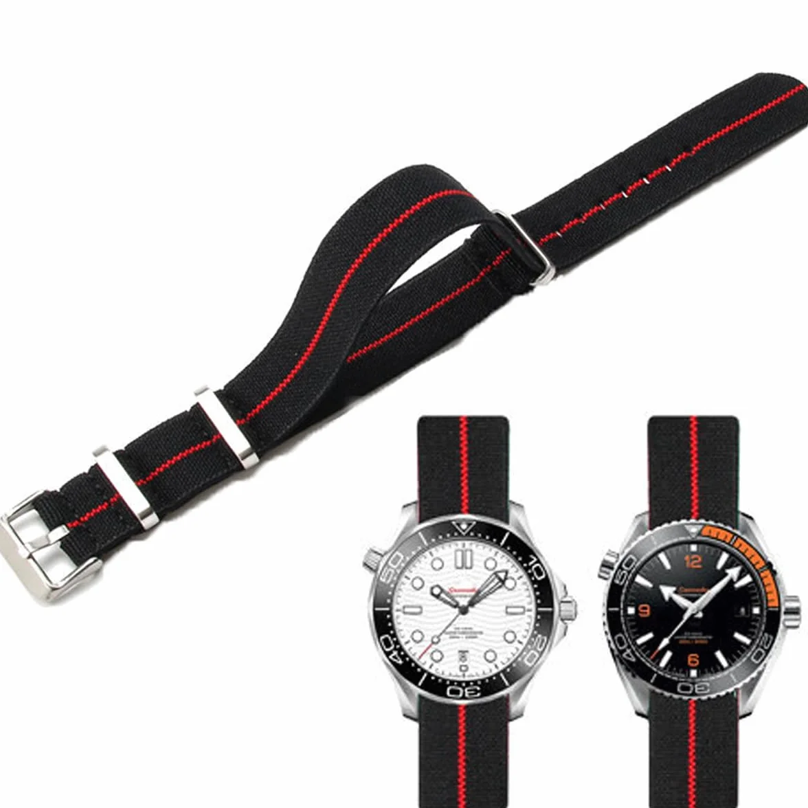 Pasek do zegarka z nylonu elastycznego w stylu wojskowym, 18, 20, 22mm, z wysokiej jakości nylonu, w paski, jednoczęściowy, do zegarka, do smartwatcha, wymienny, dla mężczyzn i kobiet