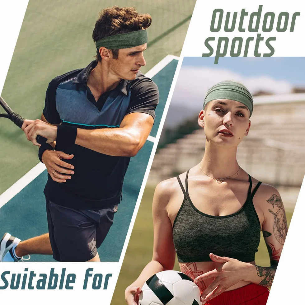 10 PCS Opaski Treningowe dla Mężczyzn i Kobiet, Męskie Opaski Sportowe do Długich Włosów