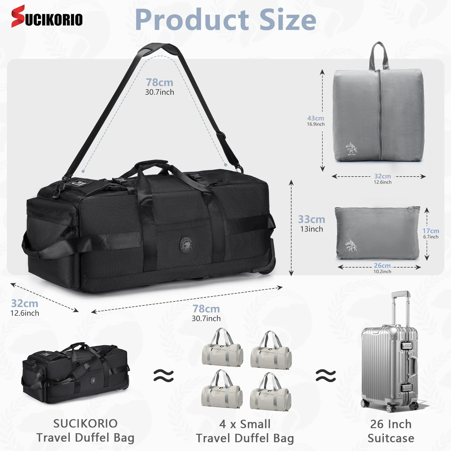 Torba Podróżna Na Kółkach Duża 85L 3 W 1 Torba Podręczna Z Organizerem Do Walizki 78x33x32cm Wodoodporny Plecak Podróżny Oxford 2 Rolls XL Plecak Walizka Z Uchwytami Do Podróży, Weekendów