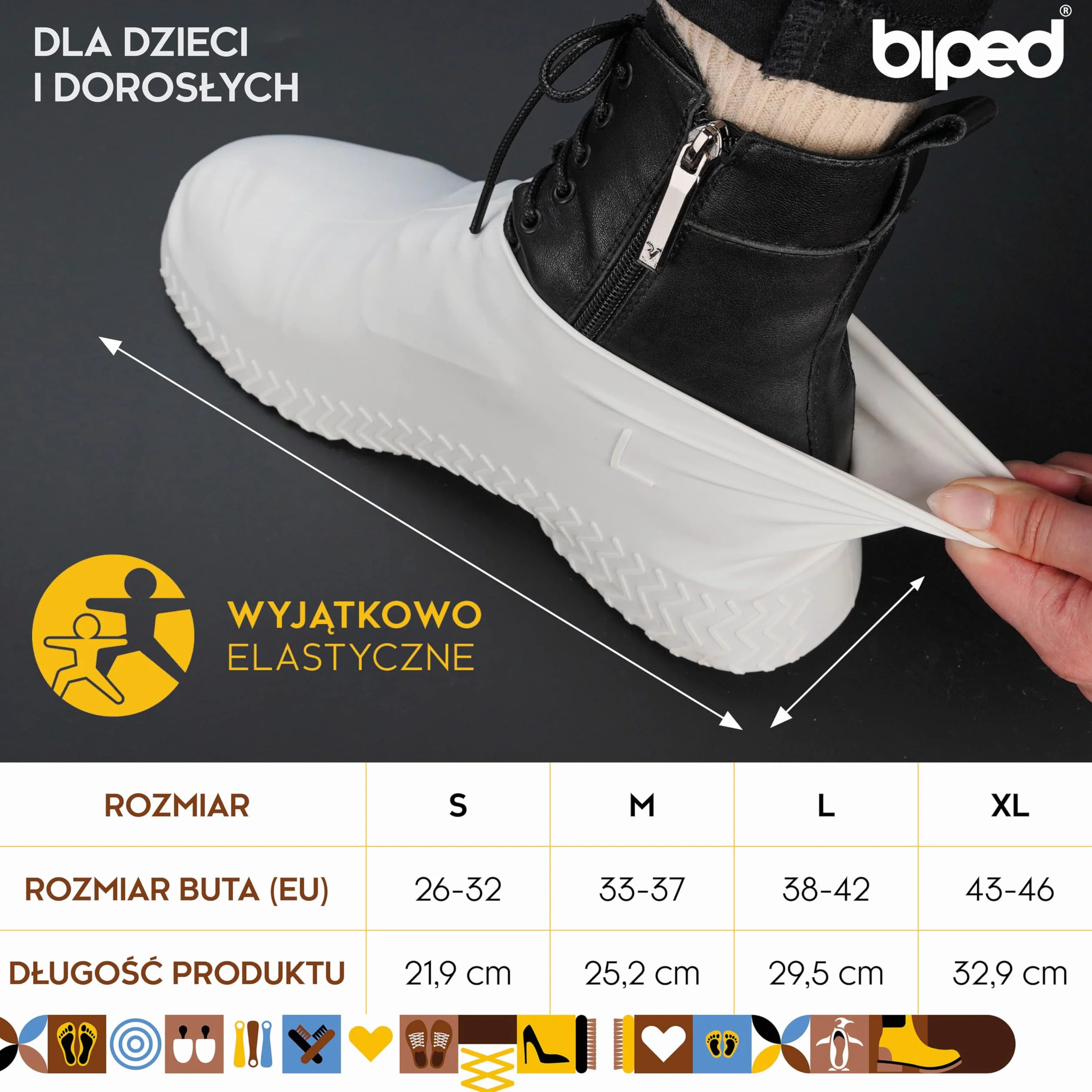 biped 1 para wodoodpornych pokrowców na buty - silikonowe pokrowce na wiele butów - antypoślizgowe ochraniacze na buty przed deszczem i błotem z2924