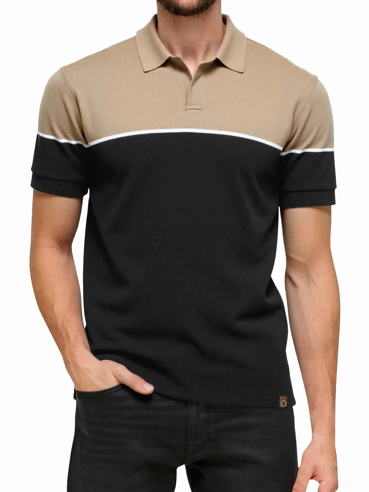 Męska koszulka polo do tenisa golfowego z krótkim rękawem sportowa koszulka polo w kontrastowym kolorze