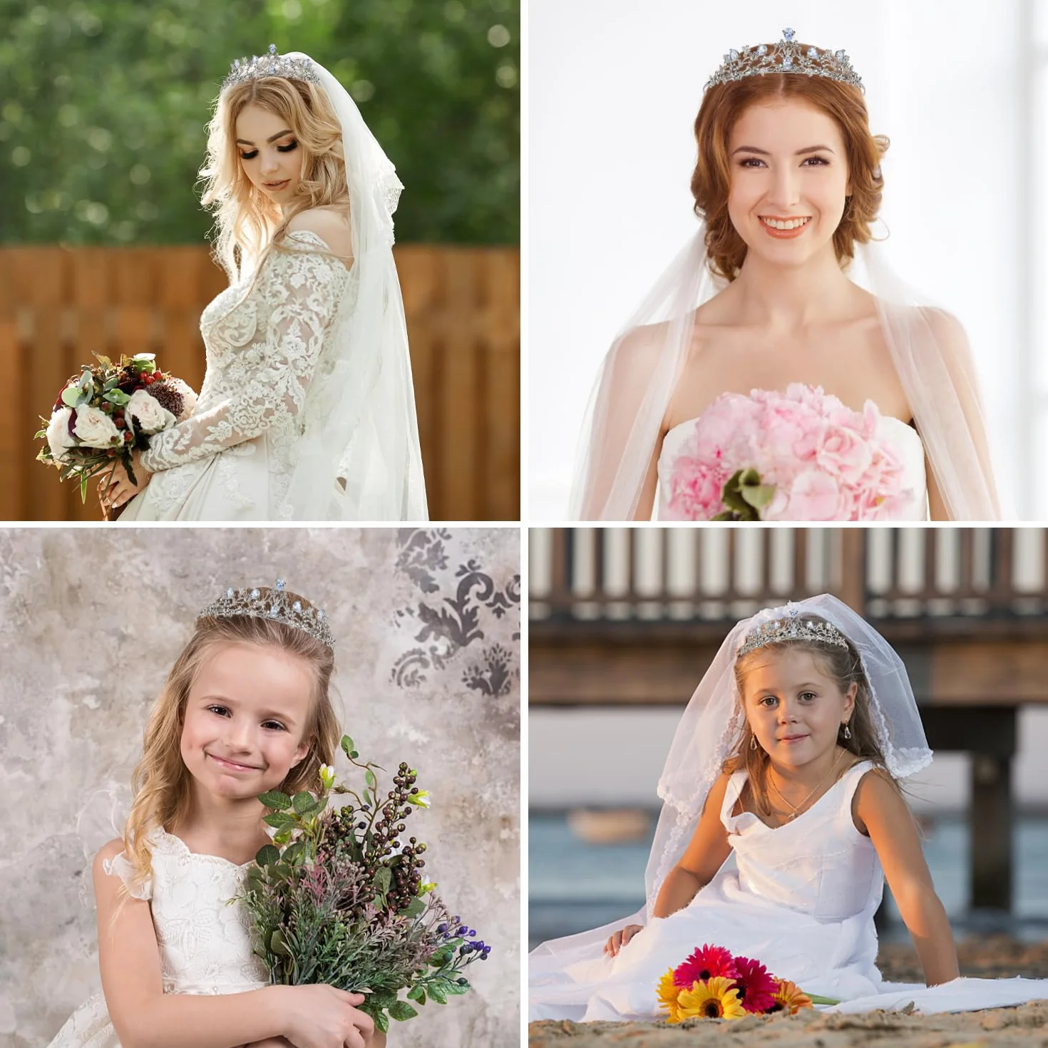 Ślubna tiara ślubna tiara, kryształowa korona tiara dziewczęca damska tiara, tiara ślubna królowa korona, kryształy księżniczka korona srebrna na urodziny, ślub, konkurs, bal maturalny