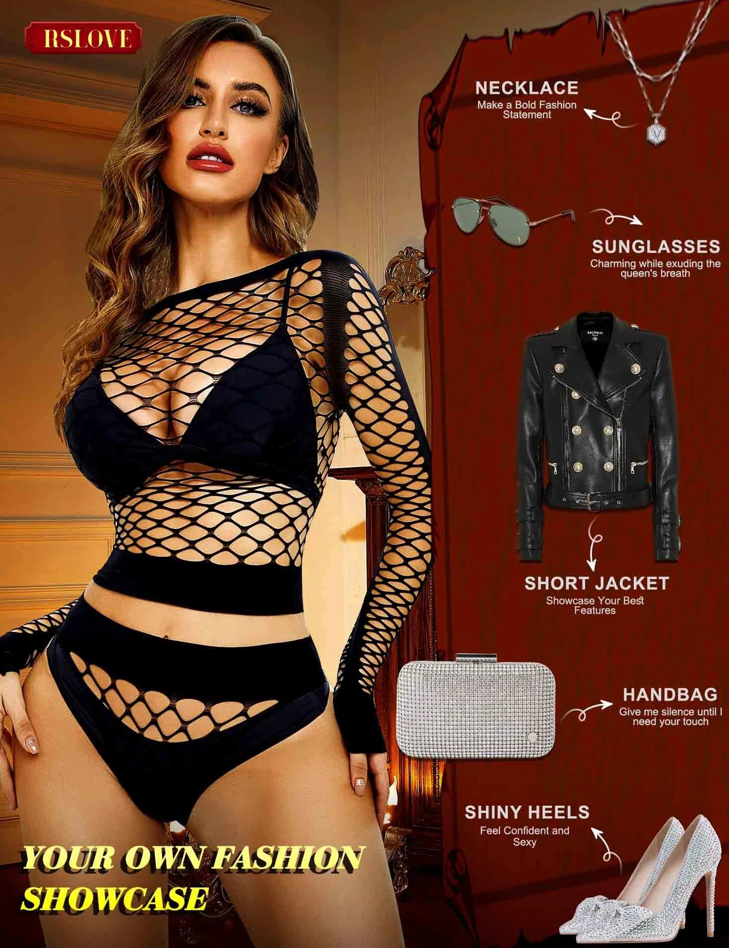 RSLOVE Kobiety kabaretki Babydoll zestaw bielizny seksowna bielizna nocna bodystockings przezroczysta sukienka