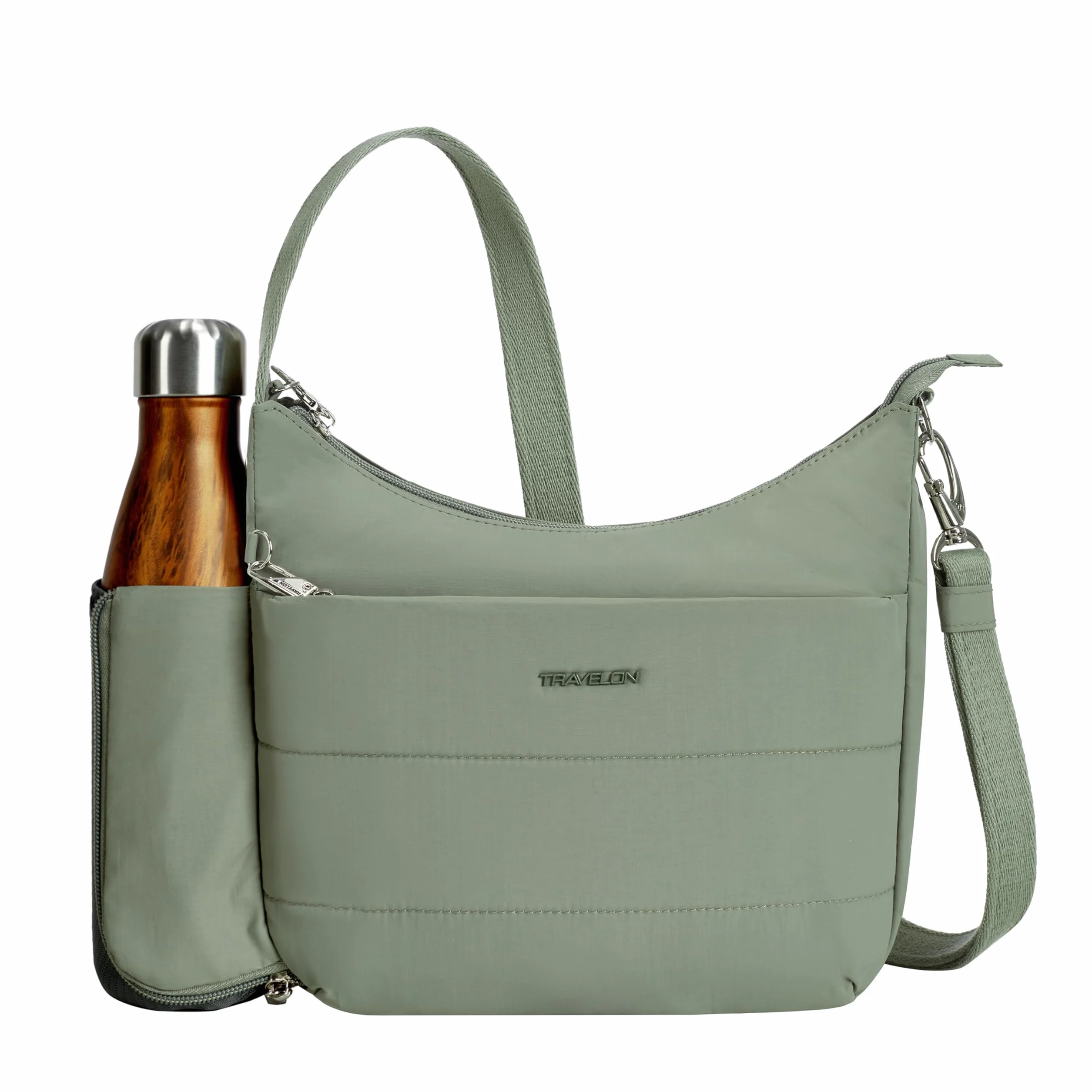 Travelon Unisex Anti-Theft Roam Medium Crossbody, Mech, 8"H(center) x 9.75"H(wing) x 11W x 3"D