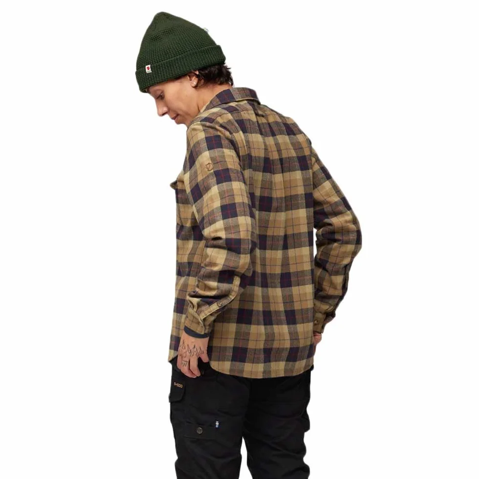 Fjällräven Värmland Heavy Flannel Shirt W - Koszula Flanelowa na Polowanie, 100% Bawełna, L, Ciemny Piasek - Ciemny Granatowy, L