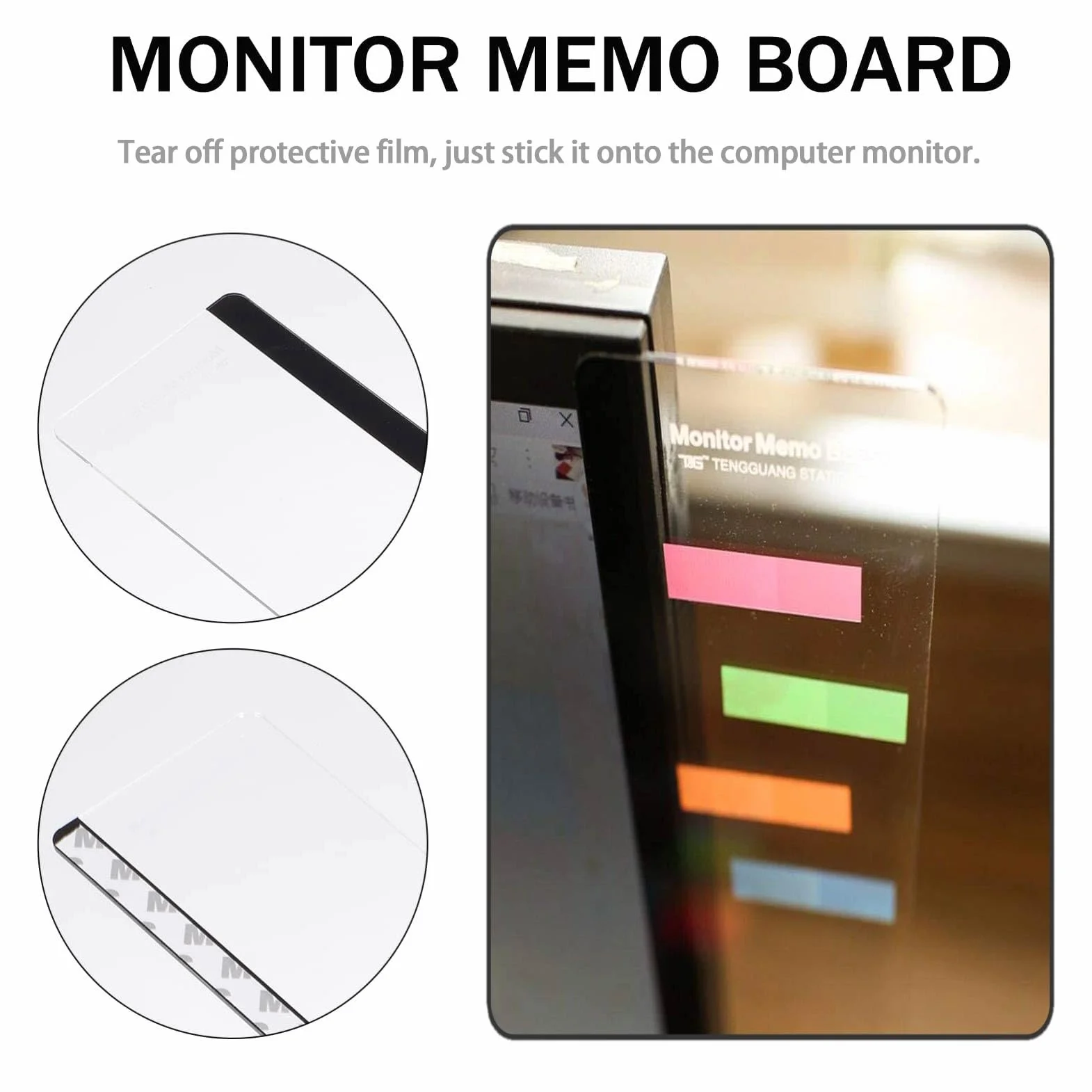 2 sztuki monitora tablica na notatki, akrylowa tablica na notatki, monitor komputerowy, tablica ogłoszeń, akrylowy monitor, uchwyt na notatki samoprzylepne (lewy) prawy