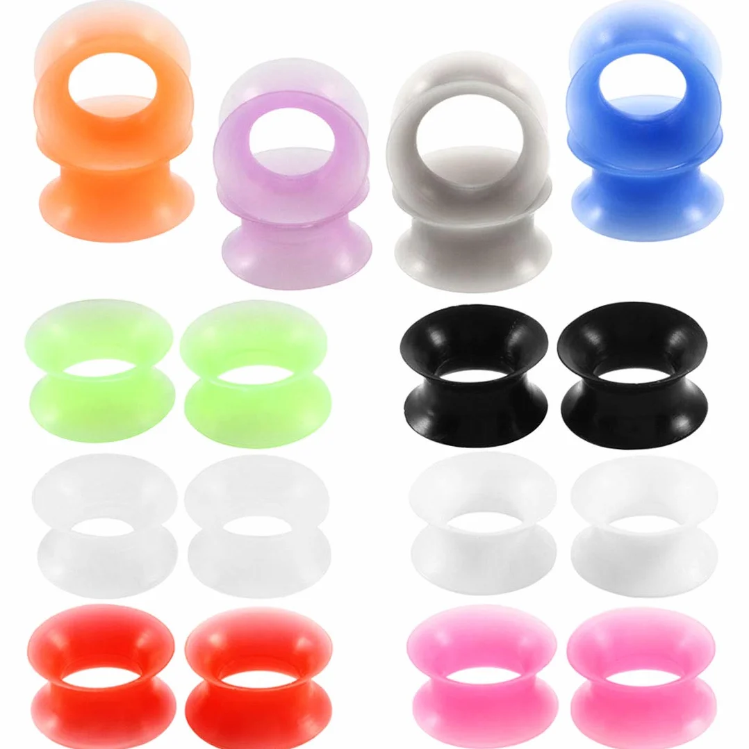 Huacan Silikonowe tunele do uszu, tunele do ciała, zatyczki do przekłuwania ciała, ekspandery 6 mm - 16 mm, 6 mm, 8 mm, 10 mm, 12 mm, 14 mm, 16 mm, Kauczuk, Cyrkonia sześcienna
