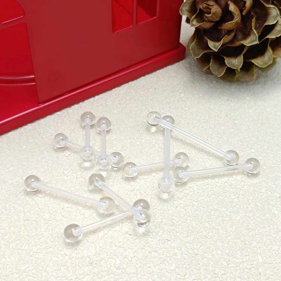 Jasne Piercing Sutki Język Pierścienie 14G Plastikowe Acryilc Przezroczysty Proste Barbells Piercing Biżuteria 12mm 14mm 16mm 18mm