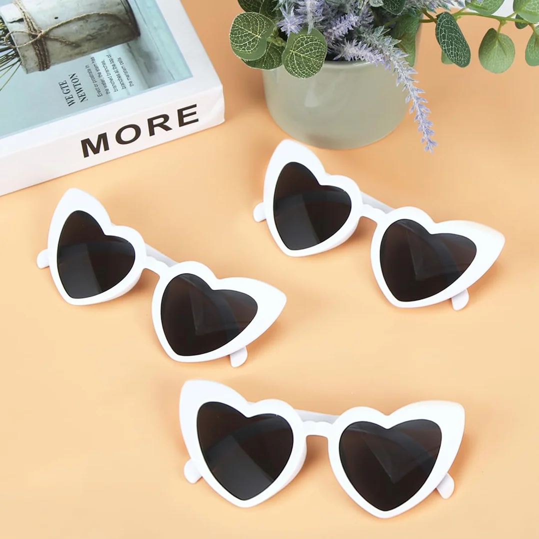 Augesak Okulary przeciwsłoneczne w stylu retro, 10 sztuk, okulary przeciwsłoneczne w kształcie serca, na imprezę, Halloween, Boże Narodzenie, wesele
