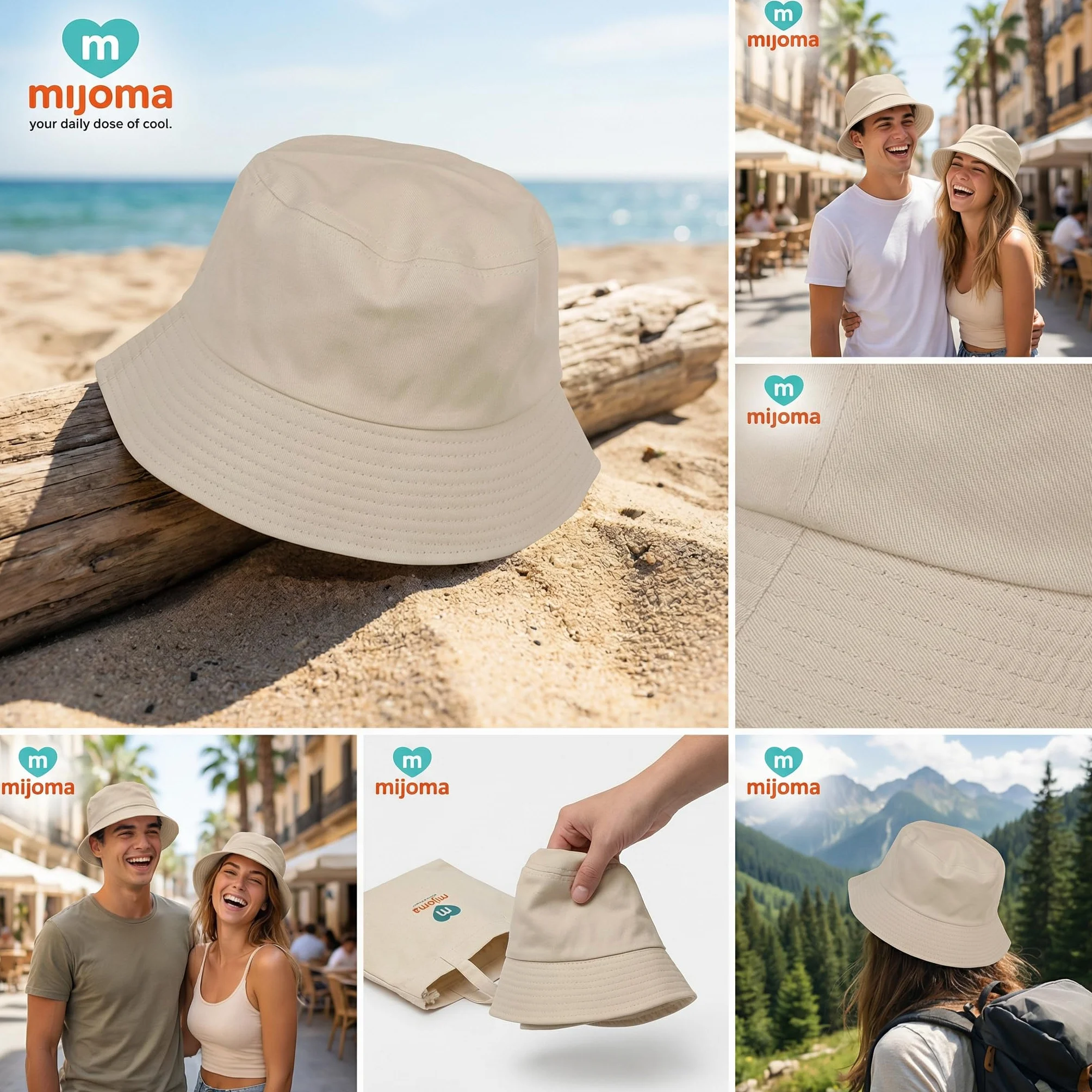 MIJOMA Bucket Hat kapelusz wędkarski, uniseks, letni kapelusz rybacki, modny dodatek dla kobiet i mężczyzn, składany, oddychający, rozmiar uniwersalny