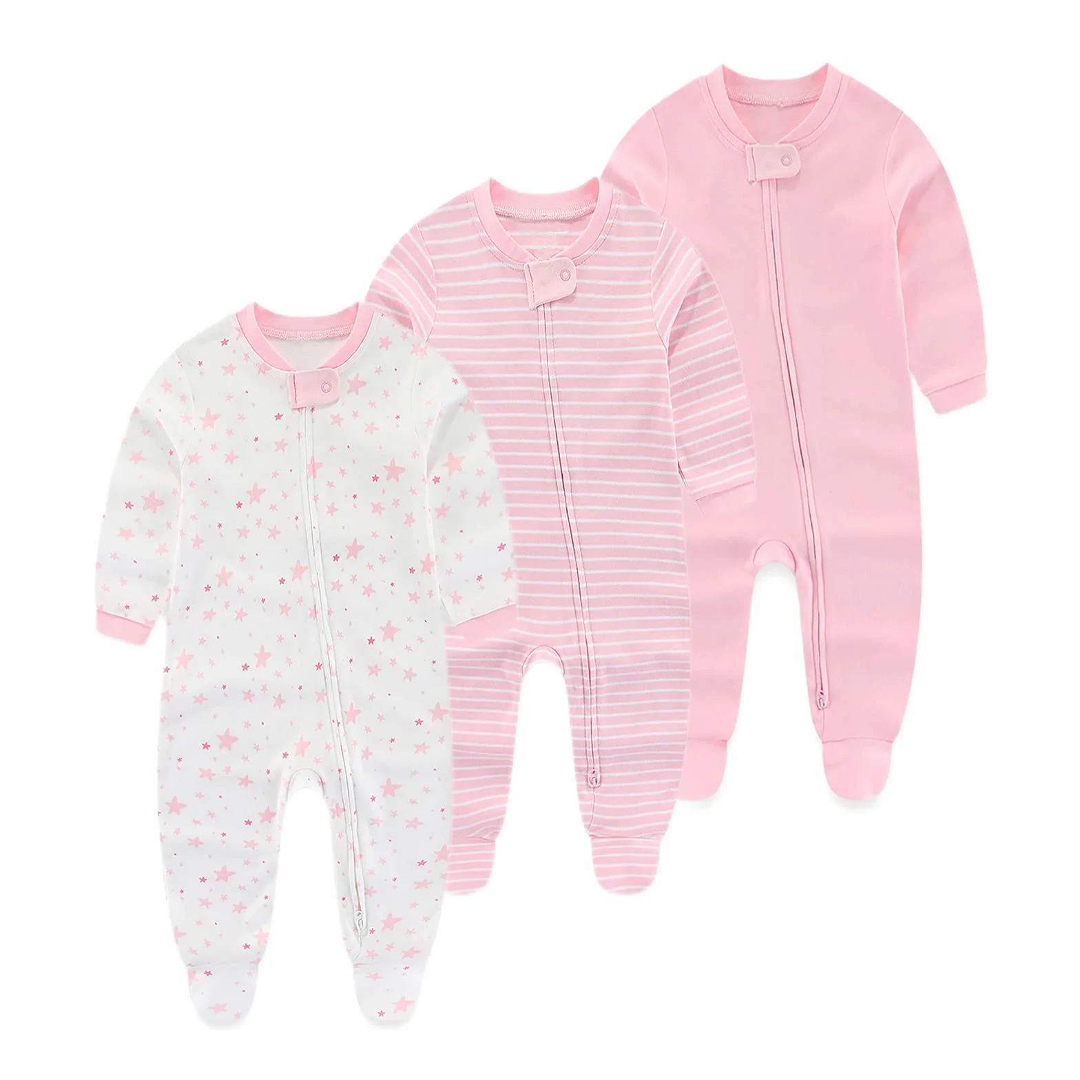 Chamie Dziecko rośnie śpioszki z długim rękawem chłopcy dziewczęta bawełna 0-3m/3-6m/6-9m/9-12m