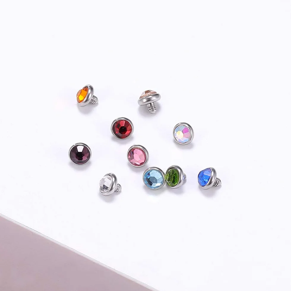 Zestaw kolczyków, rozmiar 14, stal chirurgiczna, gwintowanie wewnętrzne, kotwica, baza, piercing dla kobiet, mężczyzn, 14 / 15 szt., cyrkonia, 2 mm, 3 mm, 4 mm, Stal nierdzewna, Cyrkonia sześcienna,