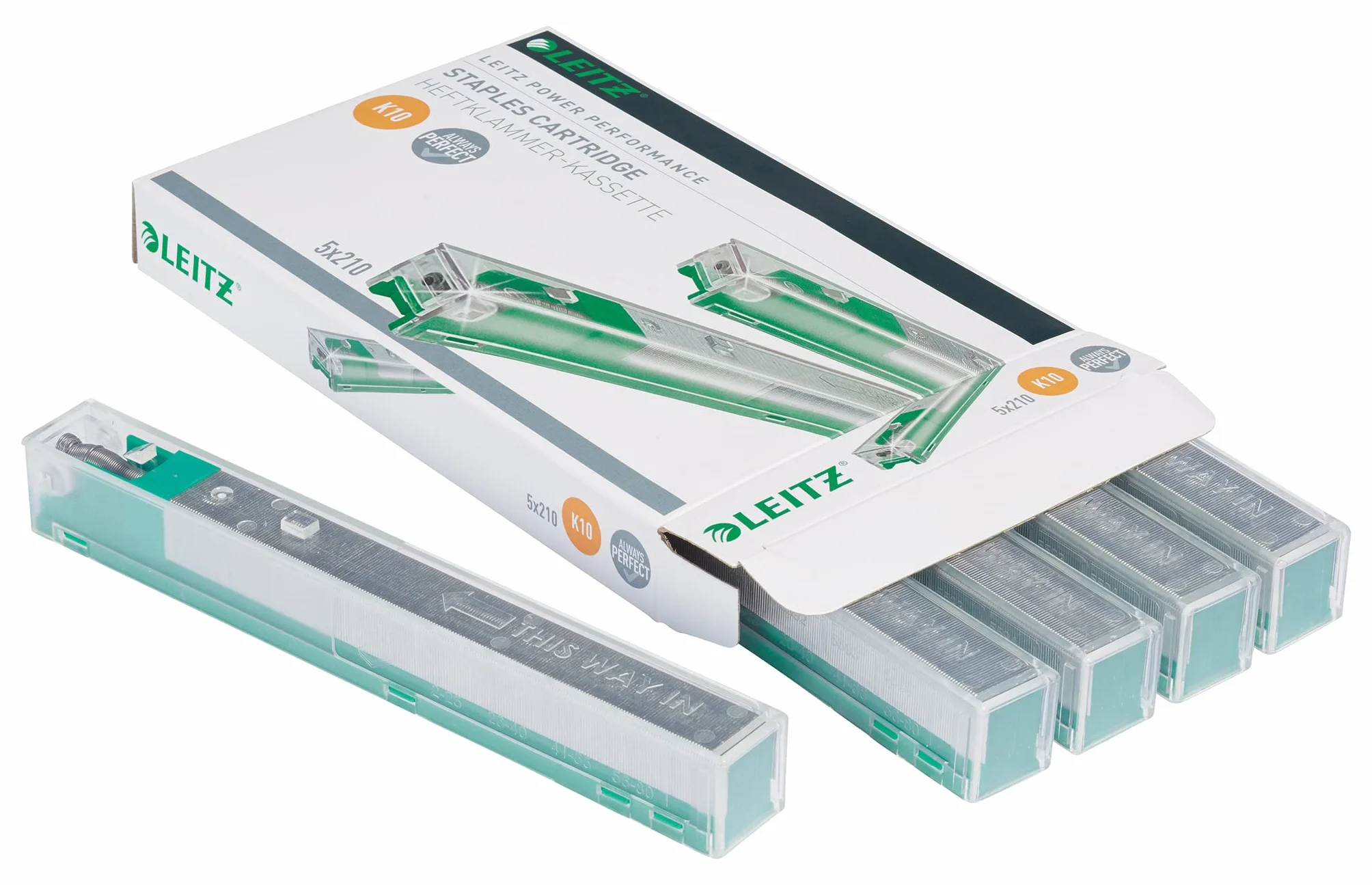 Leitz Power Performance Heavy-Duty kasety ze zszywkami K10, ocynkowane, pudełko z 5 kasetami, 5 x 210 zszywek, 55930000