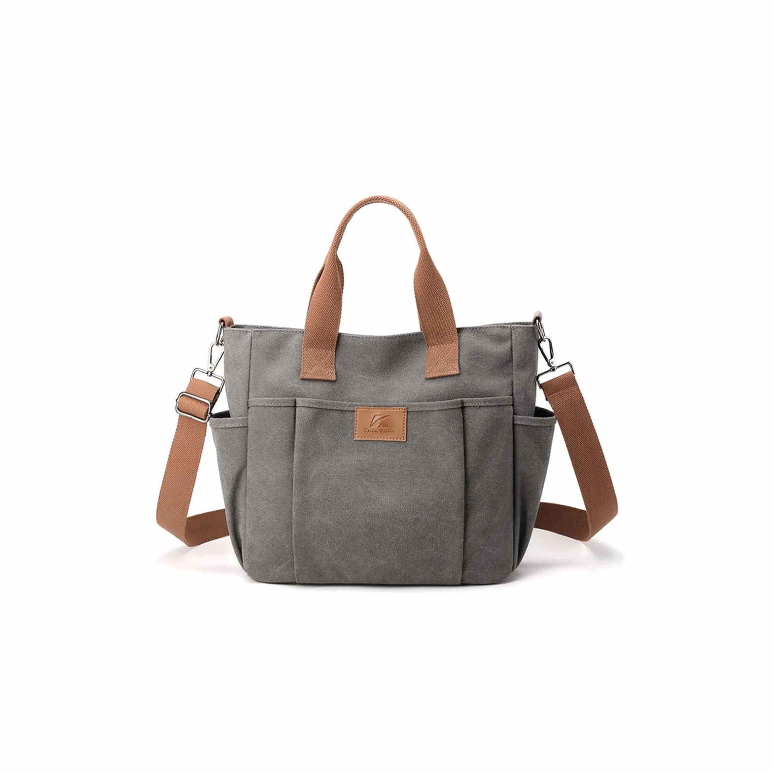 CORIOS Torba na ramię z płótna, damska torebka o dużej pojemności, torba na ramię, casualowa, torby z uchwytami, wielofunkcyjna torba tote, torba do noszenia, shopper do pracy, podróży, szary, L
