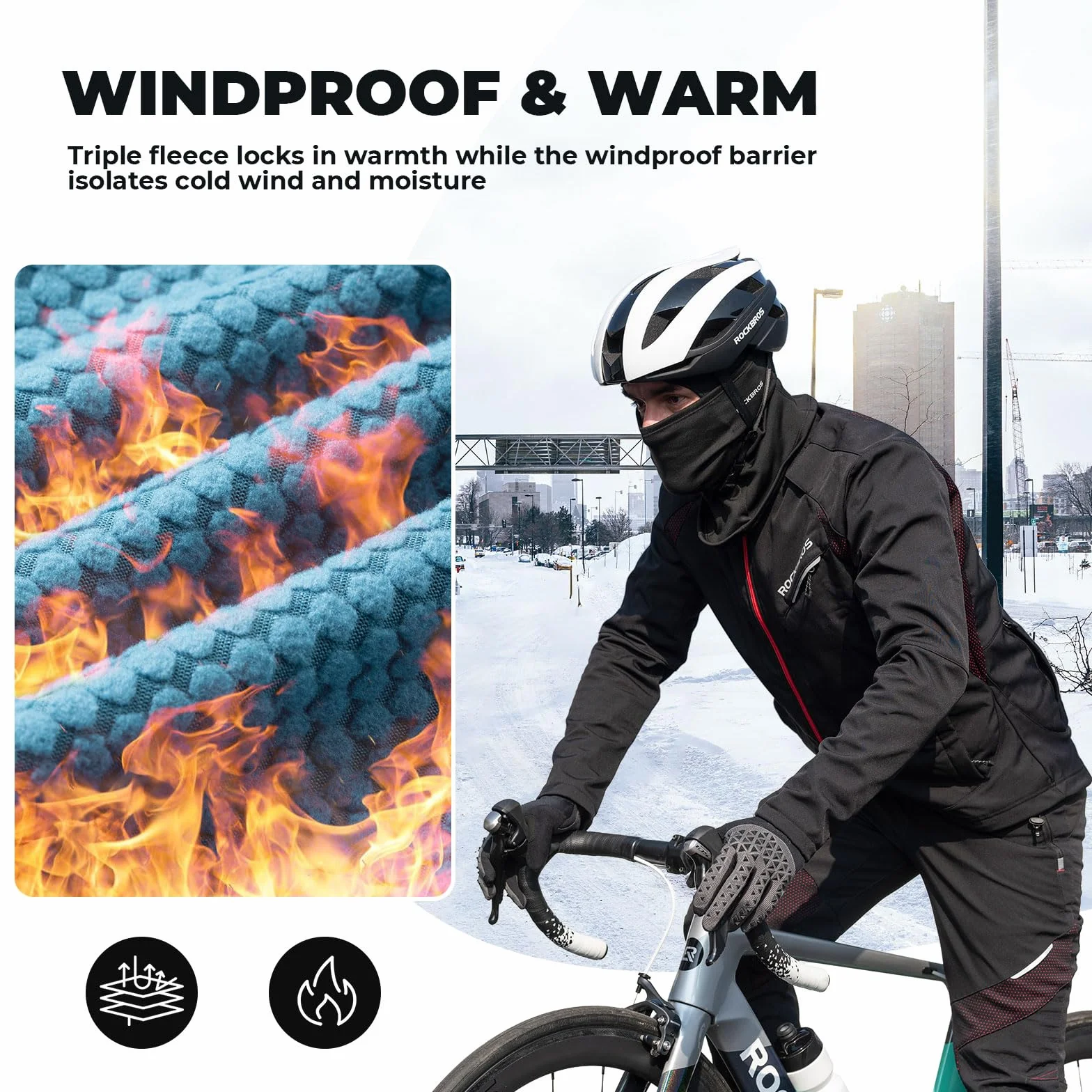 ROCKBROS Zimowe Spodnie Rowerowe Długie, Cipłe, Wistroodporne, Regulowane, Wygodne, Elastyczne, Odblaskowe, Wielofunkcyjne, Uniwersalne, z Termopolarnego Polaru, M-4XL, dla Mężczyzn i Kobiet, do Jazdy na Rowerze, Biegania, Jazdy na Nartach, Jesień, Zima