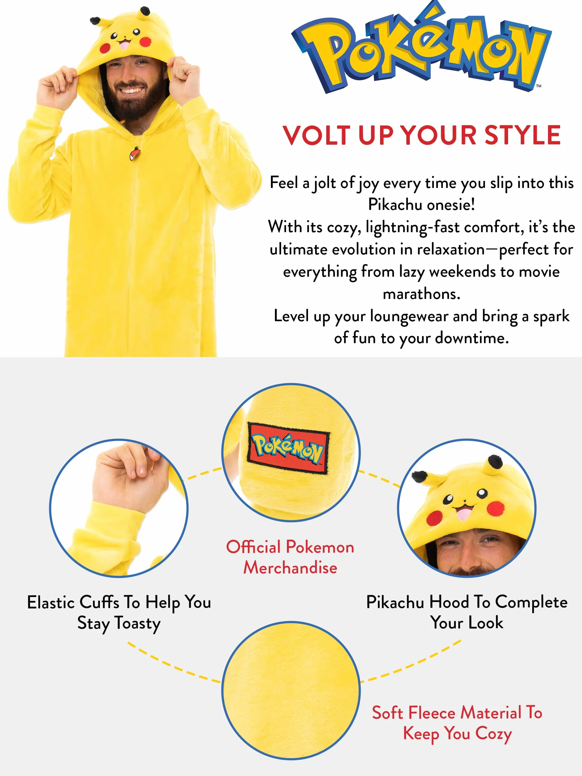Pokemon Mężczyźni Kombinezon Pikachu