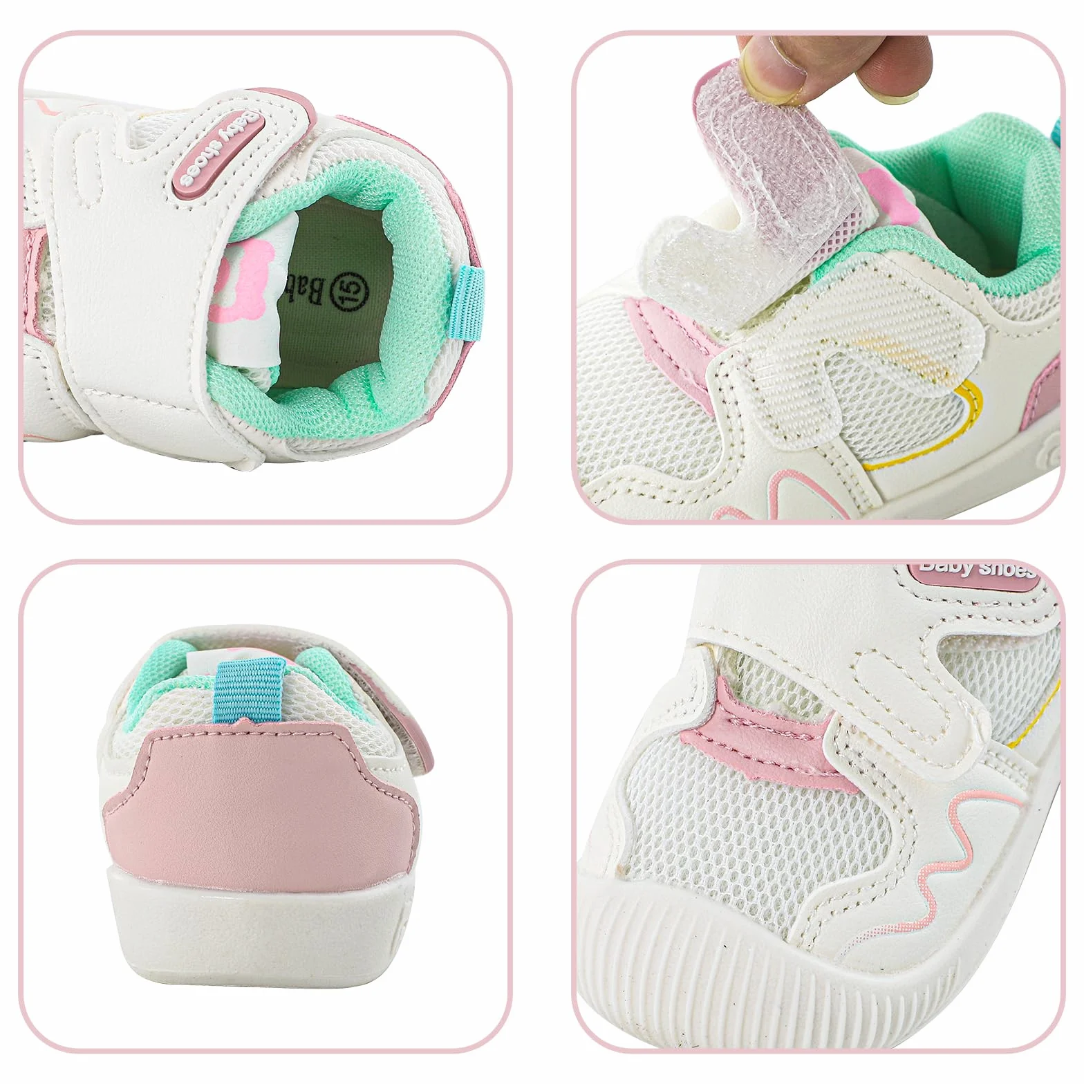 LACOFIA Buty niemowlęce dla dziewcząt i chłopców, buty do nauki chodzenia, z antypoślizgową gumową podeszwą, oddychające buty dla małych dzieci