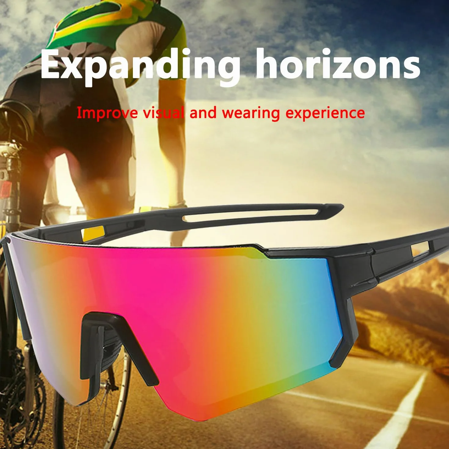 Sportowe okulary przeciwsłoneczne dla mężczyzn i kobiet, okulary przeciwsłoneczne z polaryzacją do aktywności na świeżym powietrzu, MTB, jazdy na rowerze, jazdy na rowerze, jazdy na nartach,