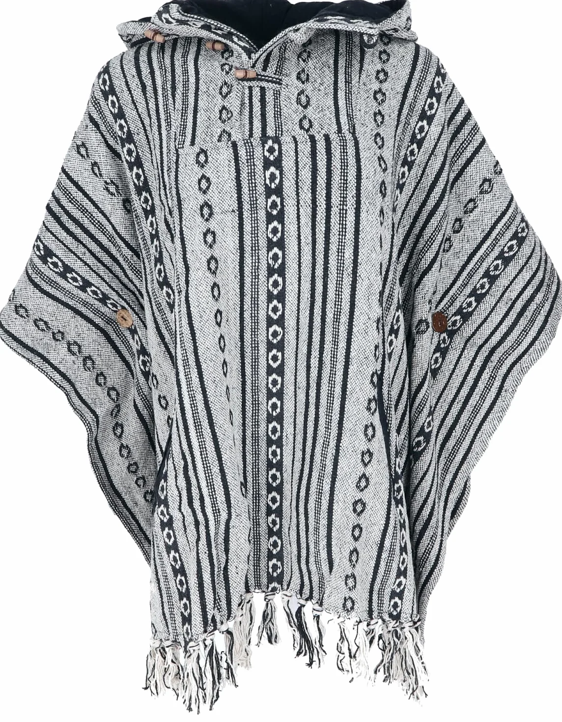 GURU SHOP Cape, Ethno Poncho, Andowe ponczo, męskie/damskie, czarne, bawełna, rozmiar: jeden rozmiar