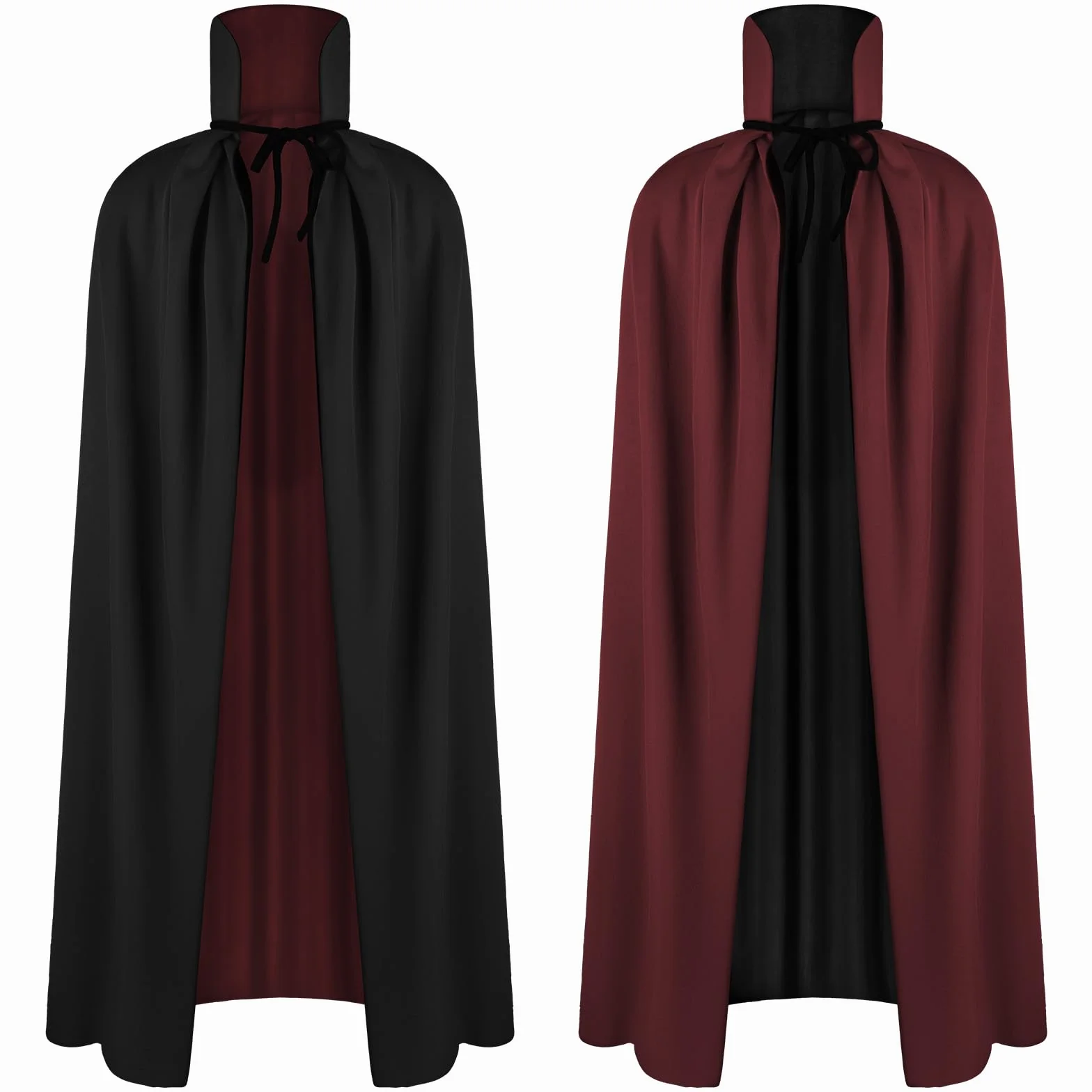 AOOWU Peleryna na Halloween, damska peleryna wampira, peleryna wampira z kołnierzem, czarno-czerwona, dwustronna, dla dzieci, na Halloween, Boże Narodzenie, karnawał (90 cm)