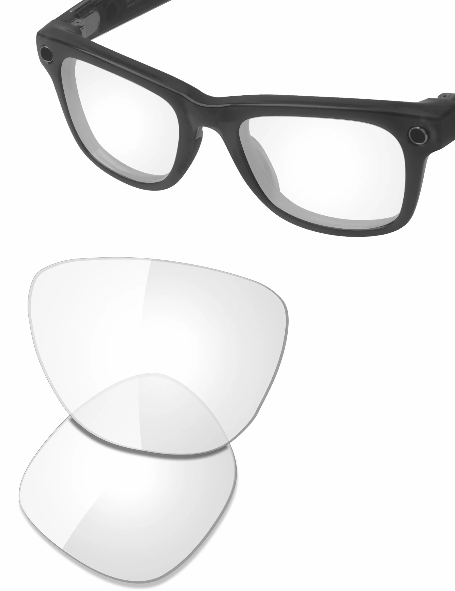 Saucer Szkła zapasowe klasy premium, kompatybilne z Ray-Ban Meta Wayfarer RW4008, 53 mm Smart okulary przeciwsłoneczne