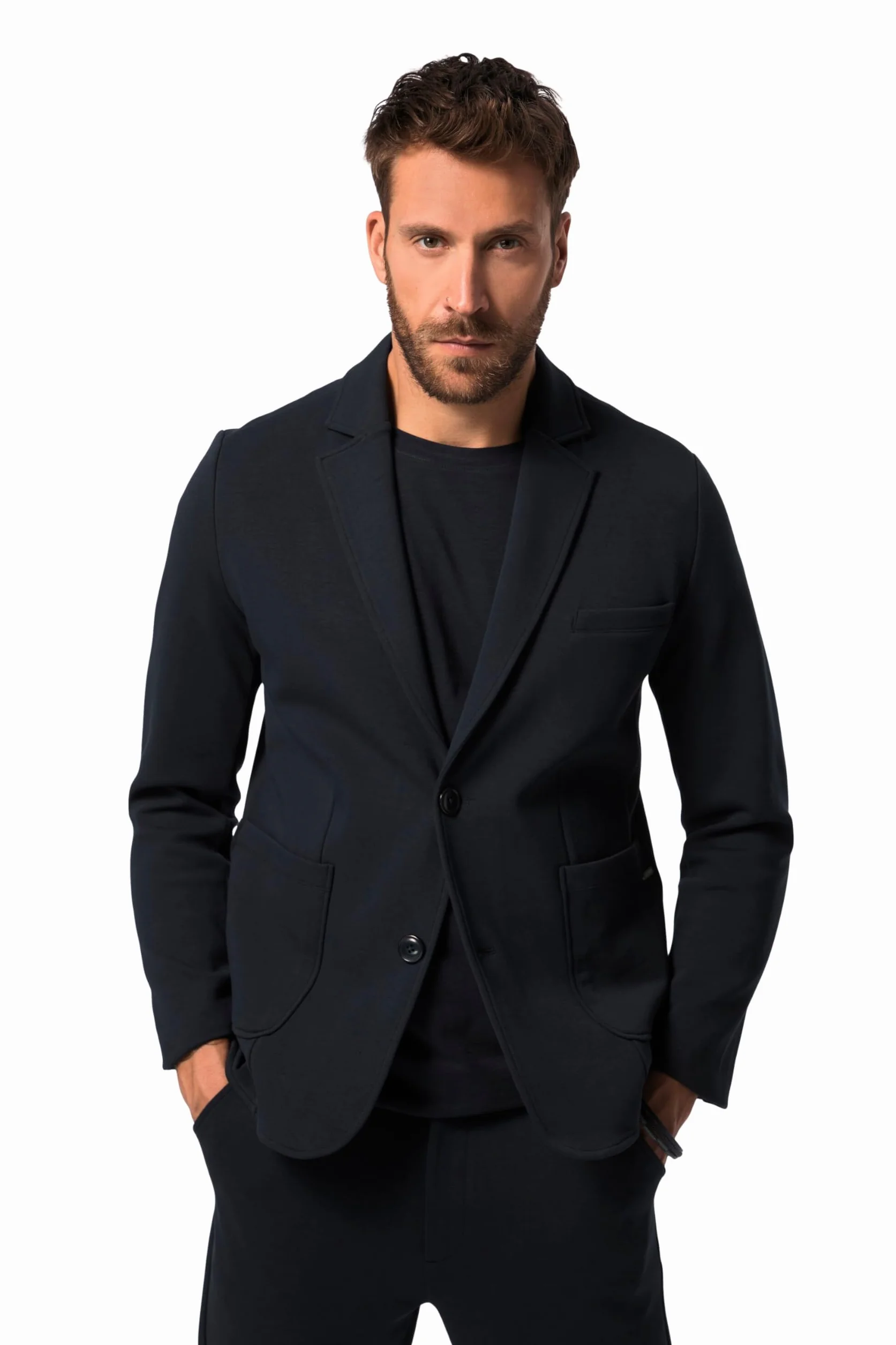 JP 1880 Męskie duże rozmiary, ponadgabarytowe, odzież męska, L-8XL, marynarka dżersejowa New York, FLEXNAMIC®, Business, zestawy konstrukcyjne, do 8 XL 806498, granatowy, 8XL
