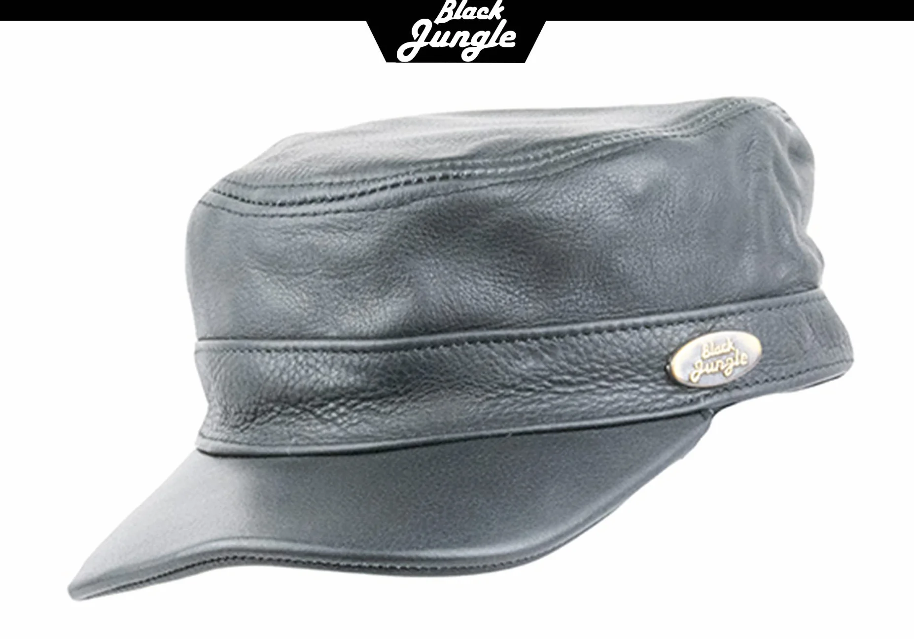 Black Jungle Castro Army Cap skórzana czapka wojskowa, czapka motocyklowa, rozmiar uniwersalny, czarny, jeden rozmiar