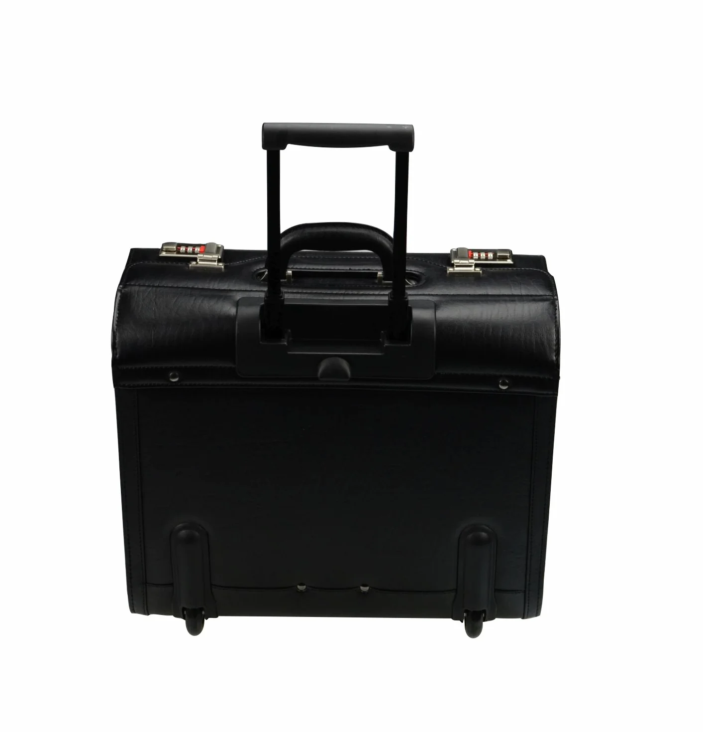 Alassio - 45030 SAN REMO - walizka na kółkach, sztuczna skóra, czarna, Czarny, 45 cm (L) x 25.99 cm (W) x 40 cm (H), Etui pilota